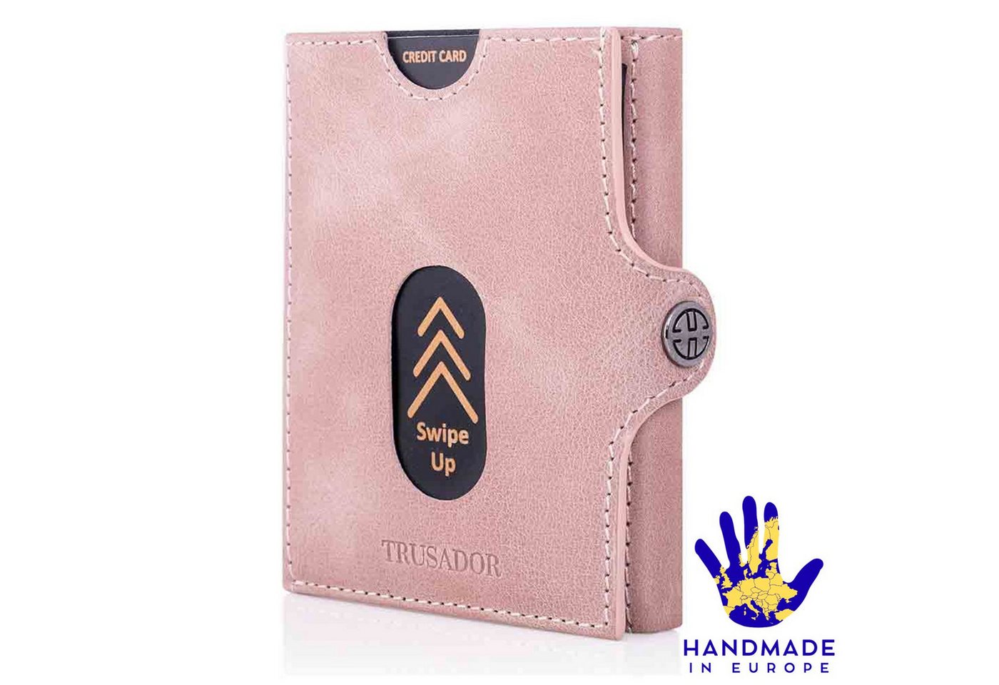 Trusador Mini Geldbörse 'Valencia' - Unisex Slim Wallet - kleiner Leder-Geldbeutel - Münzfach (Handmade, Handarbeit - Made in Europe), Vollnarbenleder, besonders klein, Handarbeit
