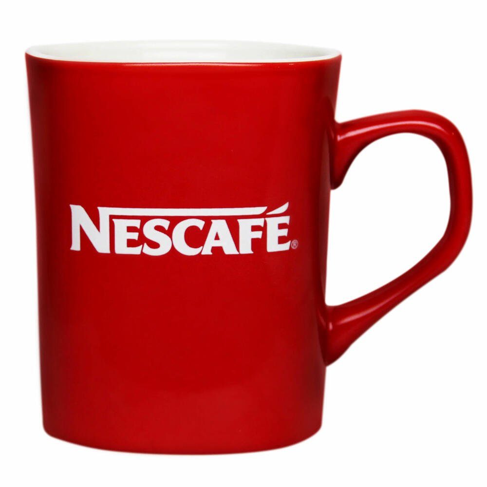 NESCAFE Becher Kaffeebecher mit Henkel, rot, 230 ml, Porzellan