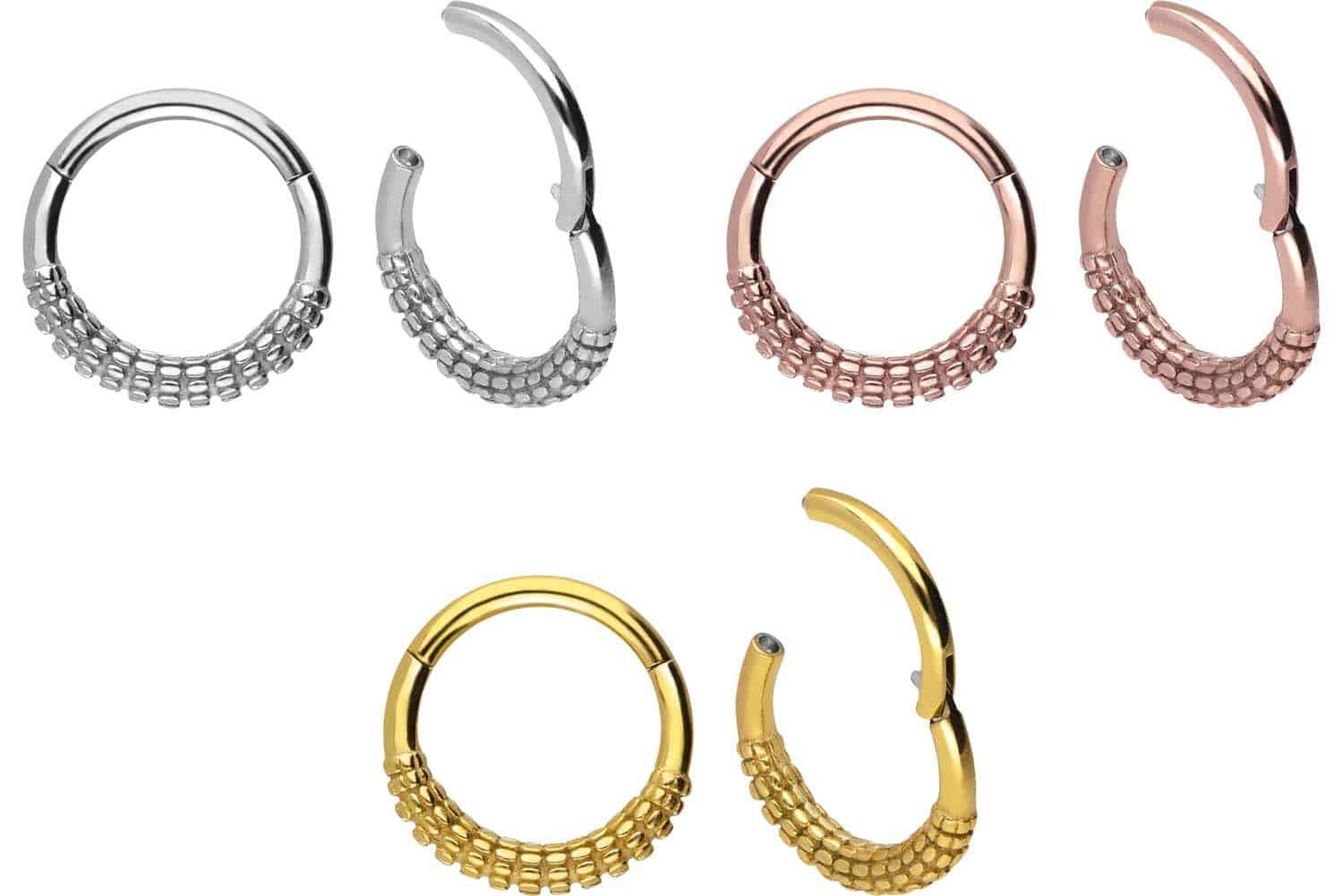 PIERCINGLINE Nasenpiercing Chirurgenstahl Segmentring Clicker KOLBEN-DESIGN Ohrpiercing Septum (Clicker, 1-tlg), Ohrpiercing für Conch, Helix, Tragus, Daith, Lobe