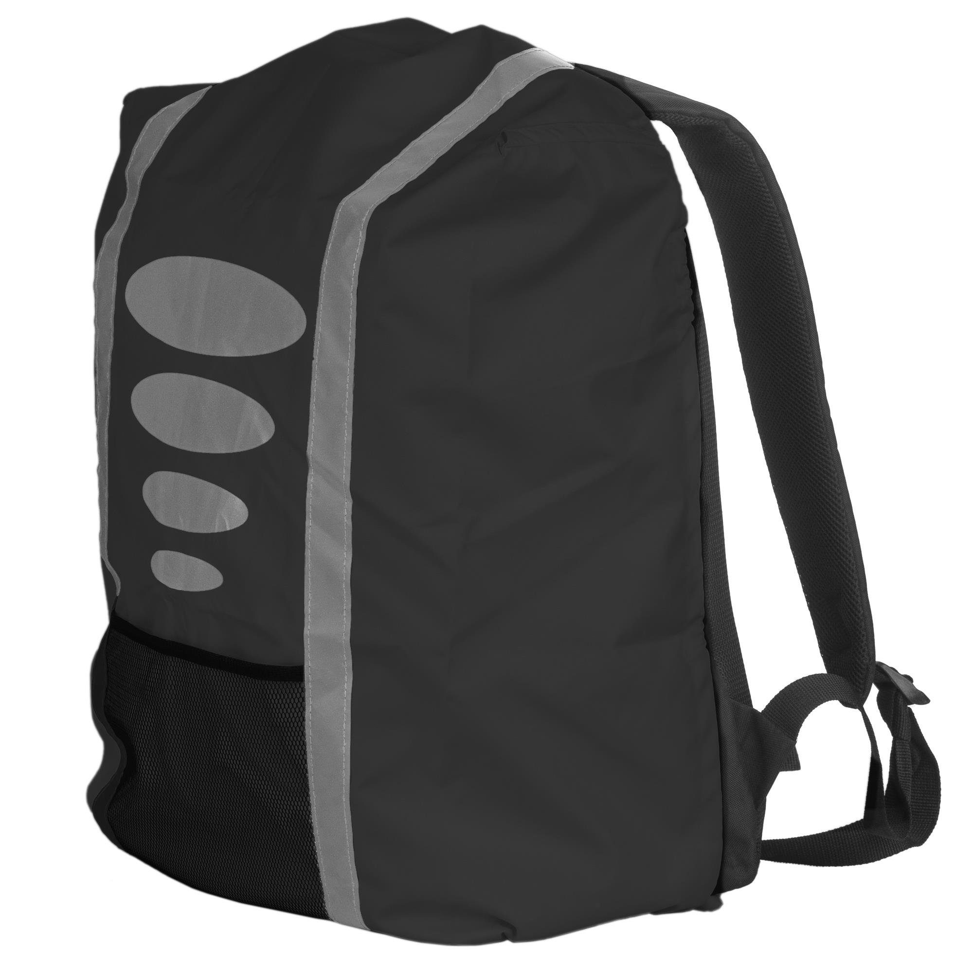 EAZY CASE Rucksack-Regenschutz Reflektor-Überzug Schutzhülle Uni, Reflektor Regenhülle Backpack Überzug Regenschutz Schulranzen Schwarz