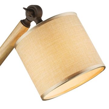 etc-shop LED Schreibtischlampe, Leuchtmittel nicht inklusive, Nachttischlampe Holz Rostfarben Innen beweglich Tischlampe Kabel