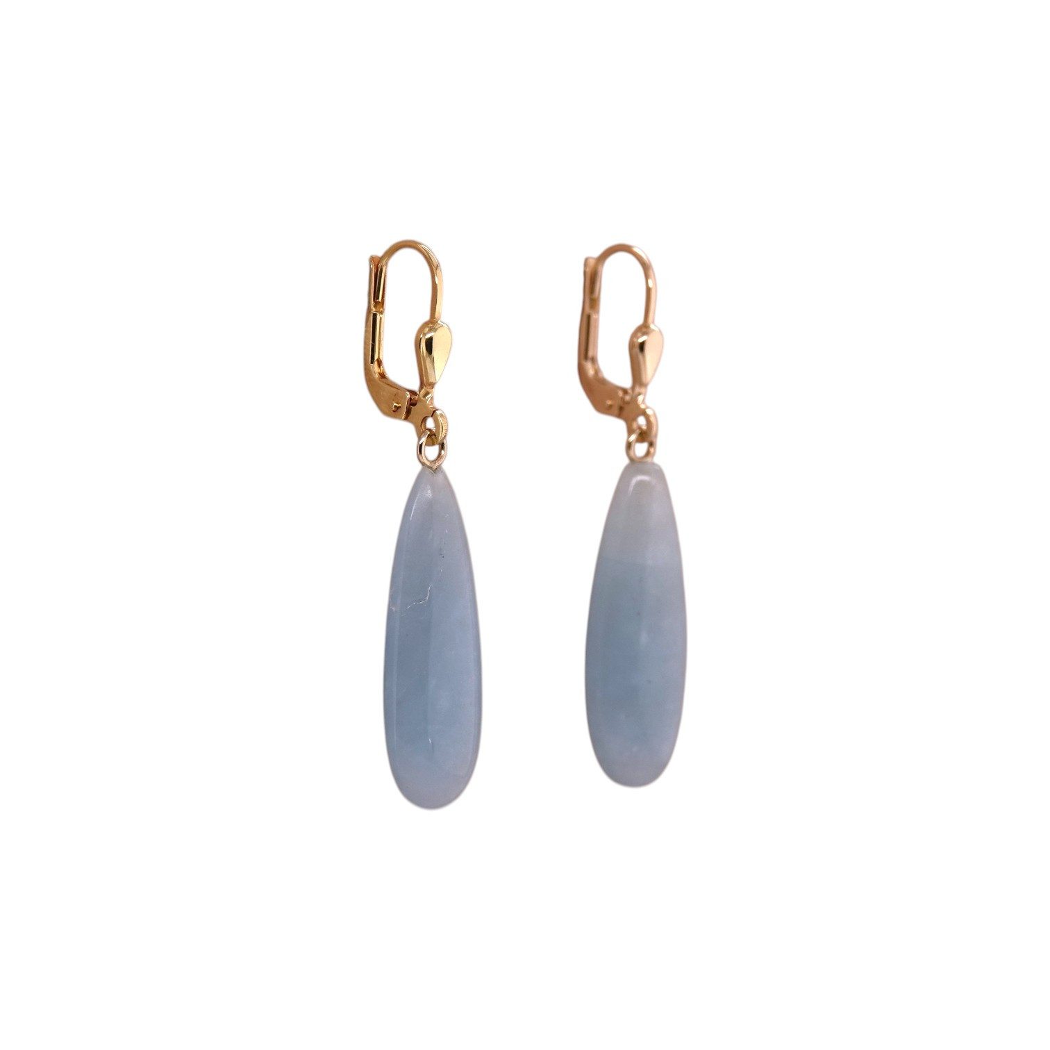 Sogni d'oro Paar Ohrhänger mit Aquamarin milkyfarben, Gelbgold 375
