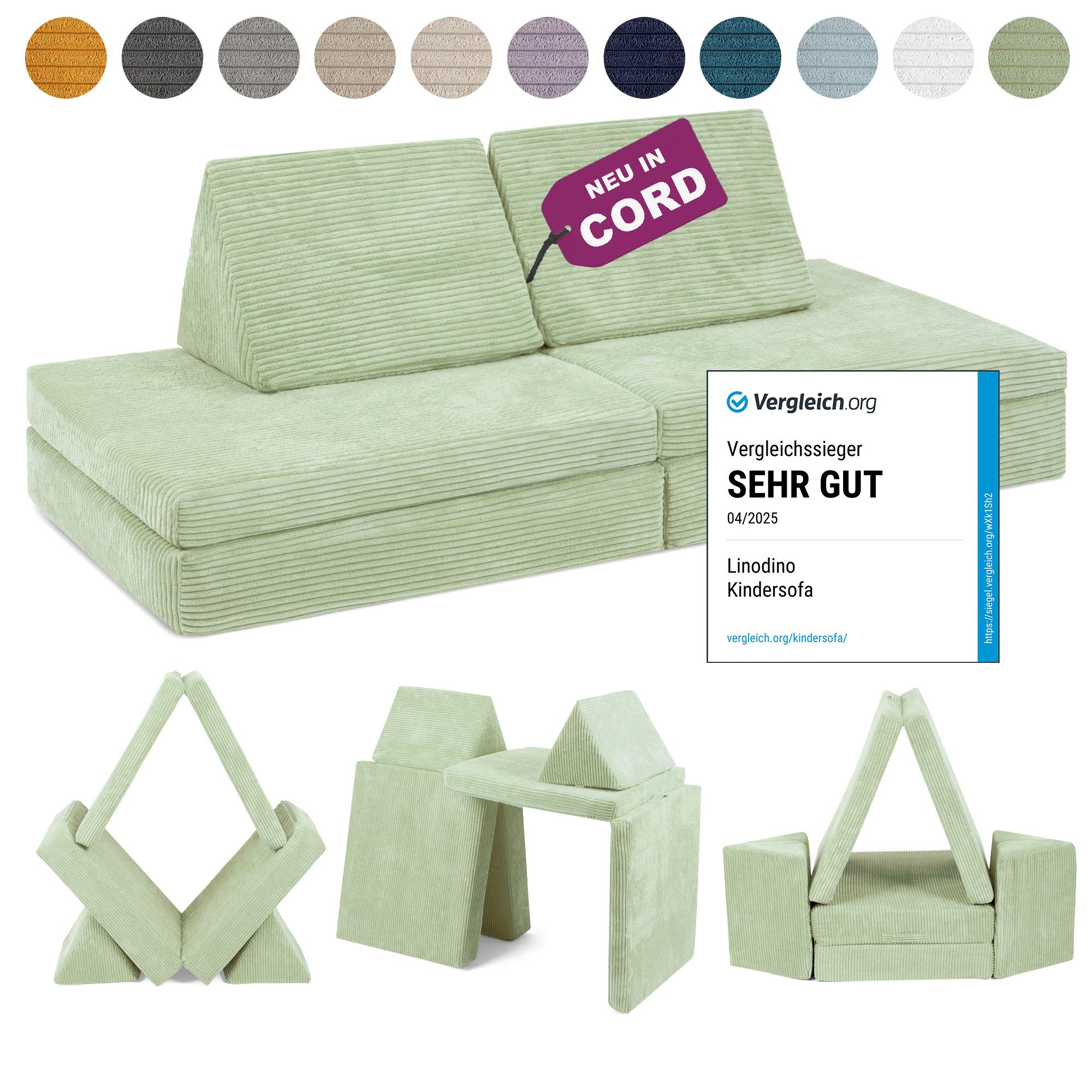 Linodino Kindersofa Spielsofa I aus Schaumstoff Bausteine I Spielcouch für günstig online kaufen