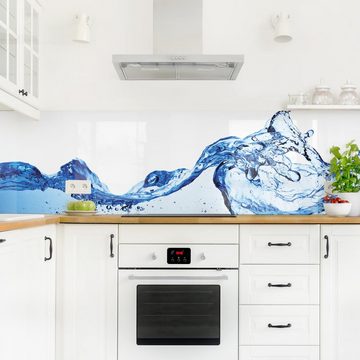 Bilderdepot24 Küchenrückwand blau dekor Abstrakt Wandpaneel Küche Sensational Fresh, (1-tlg., Nischenrückwand - für Fliesenspiegel ohne Bohren - matt), Spritzschutz Rückwand Küche Herd - Folie selbstklebend versch. Größen