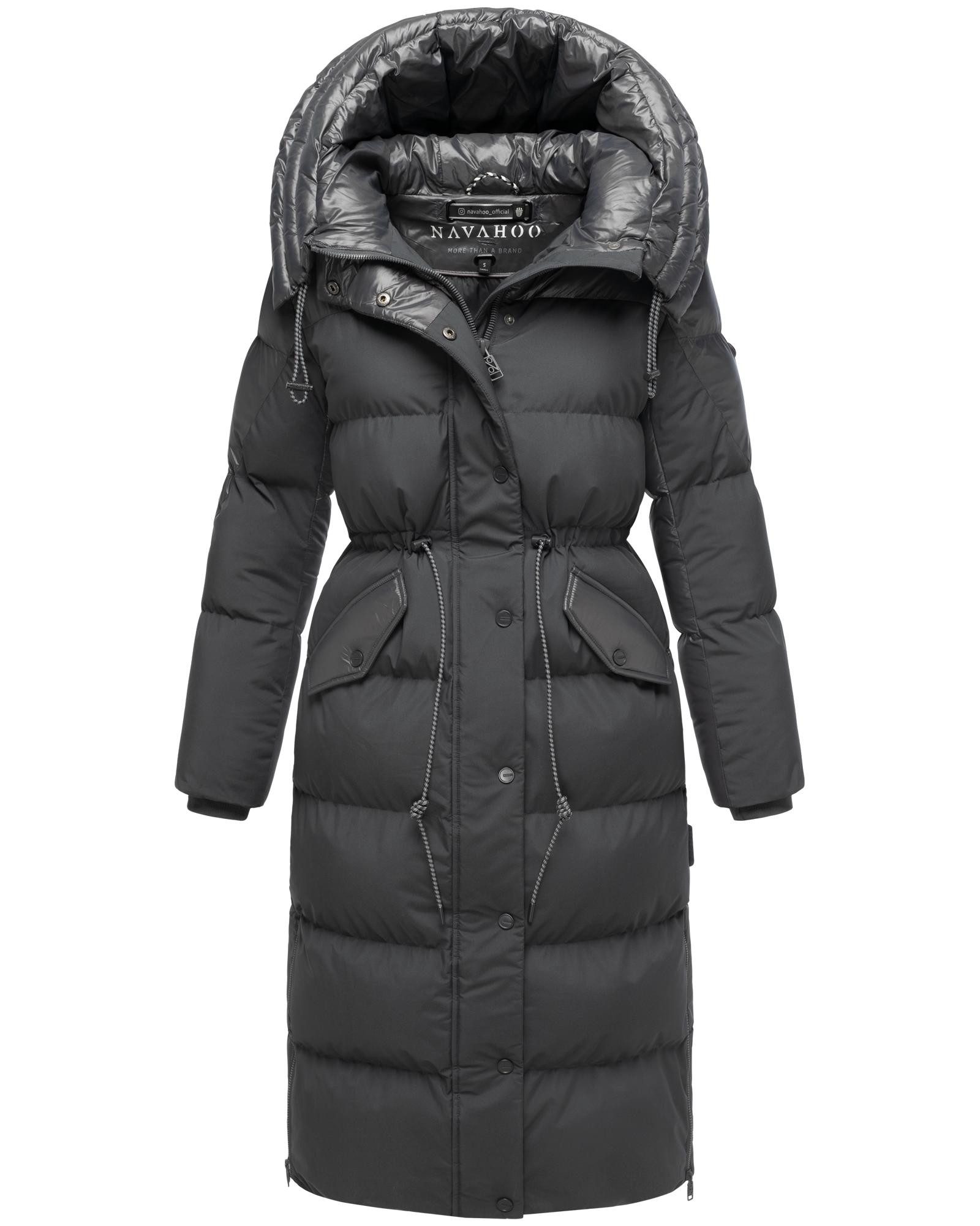 Navahoo Steppmantel Knusperherz 14 Langer gesteppter Damen Wintermantel mit Materialmix