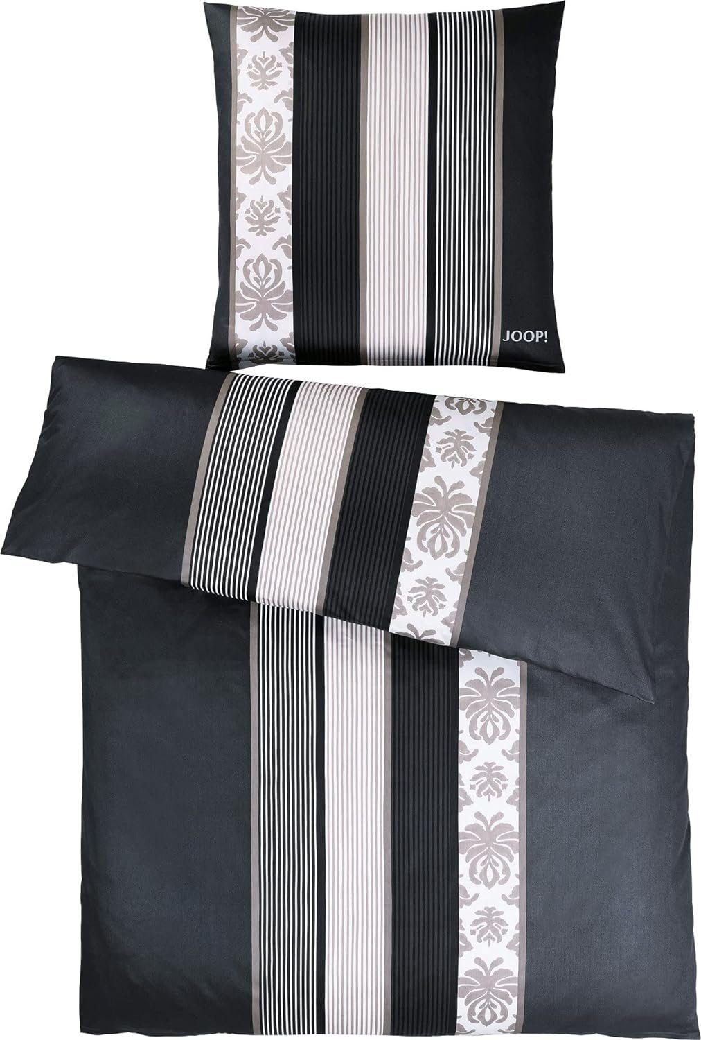 JOOP! Bettwäsche JOOP! Ornament Stripes 4022 Schwarz 09 40x80+155x200cm