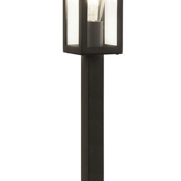 Licht-Erlebnisse Außen-Stehlampe BOX, ohne Leuchtmittel, Schwarz IP44 E27 90 cm Glas Edelstahl Modern Hof Terrasse