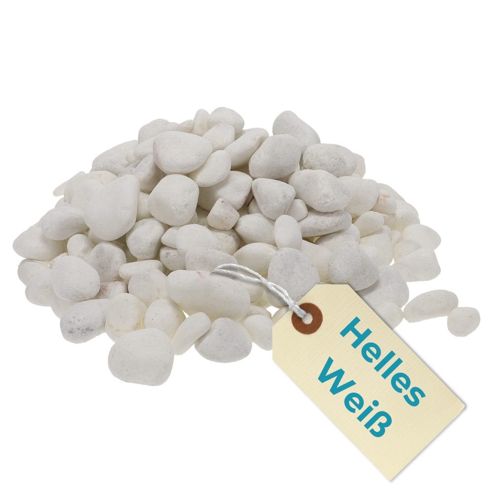 GarPet Zierkies Kieselsteine Garten Zierkies Weiß 25 kg Aquarium Kies Marmor Kies