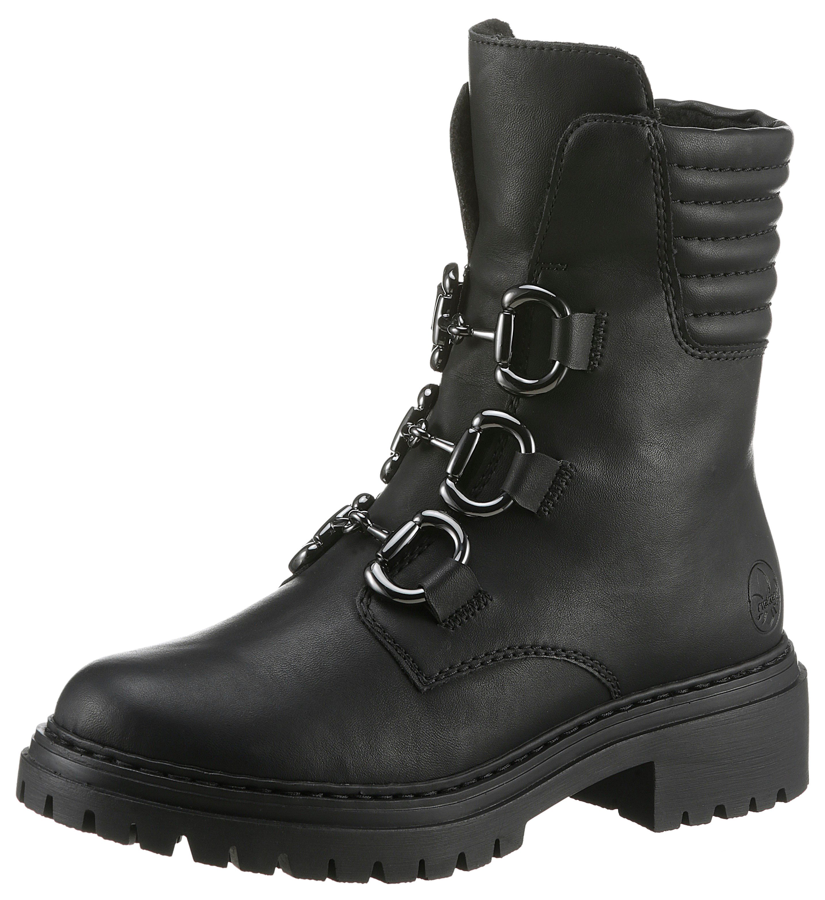 Rieker Winterstiefelette, Winterboots, Bikerboots, Blockabsatz, mit gepolstertem Schaftrand