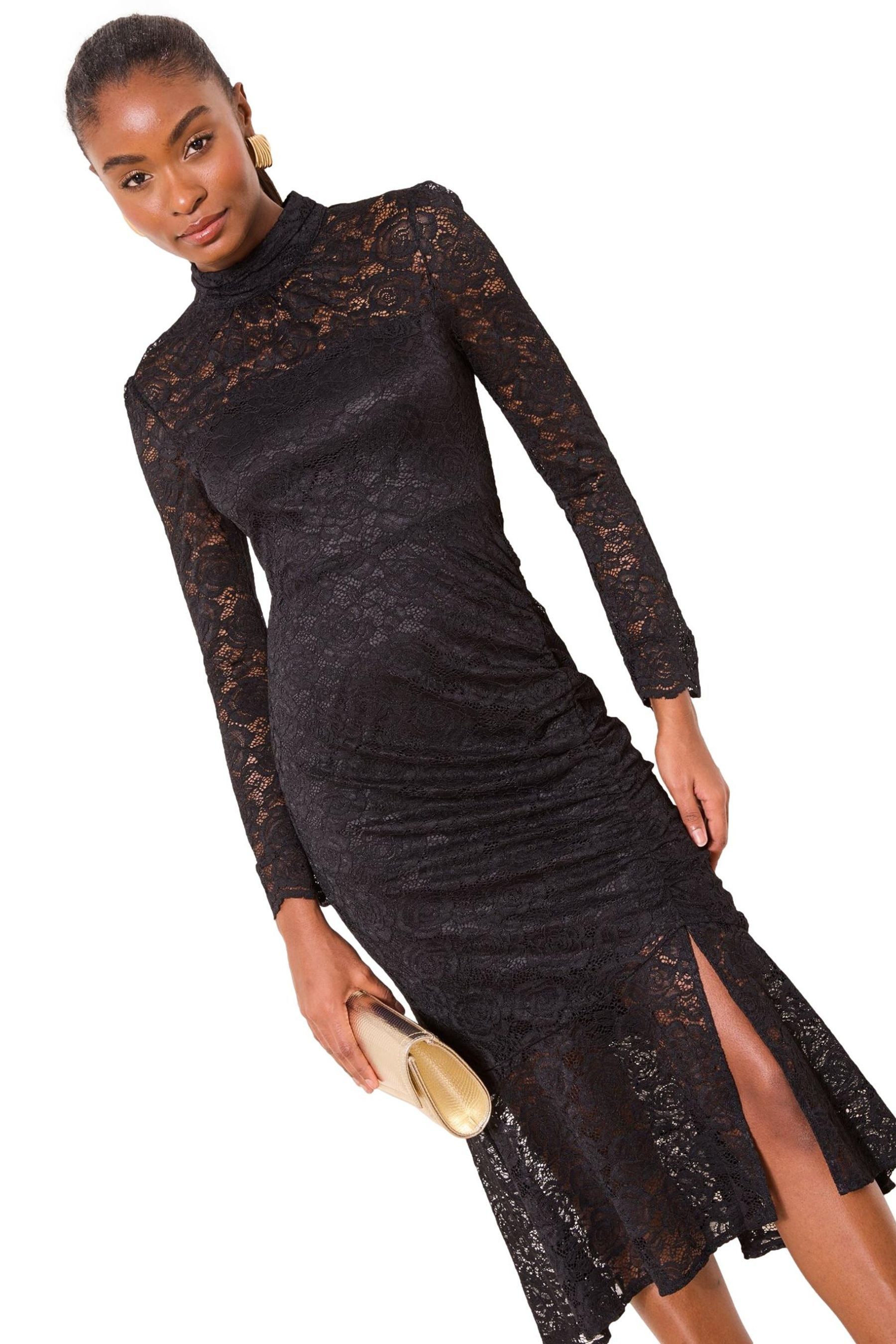 Midikleid Lipsy Hochgeschlossenes Midikleid mit Spitze