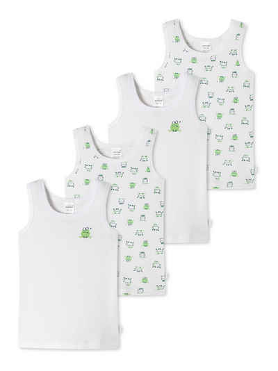 Schiesser Unterhemd 0/0 - Fine Rib Organic Cotton (4-St) unterhemd unterzieh-shirt ärmellos