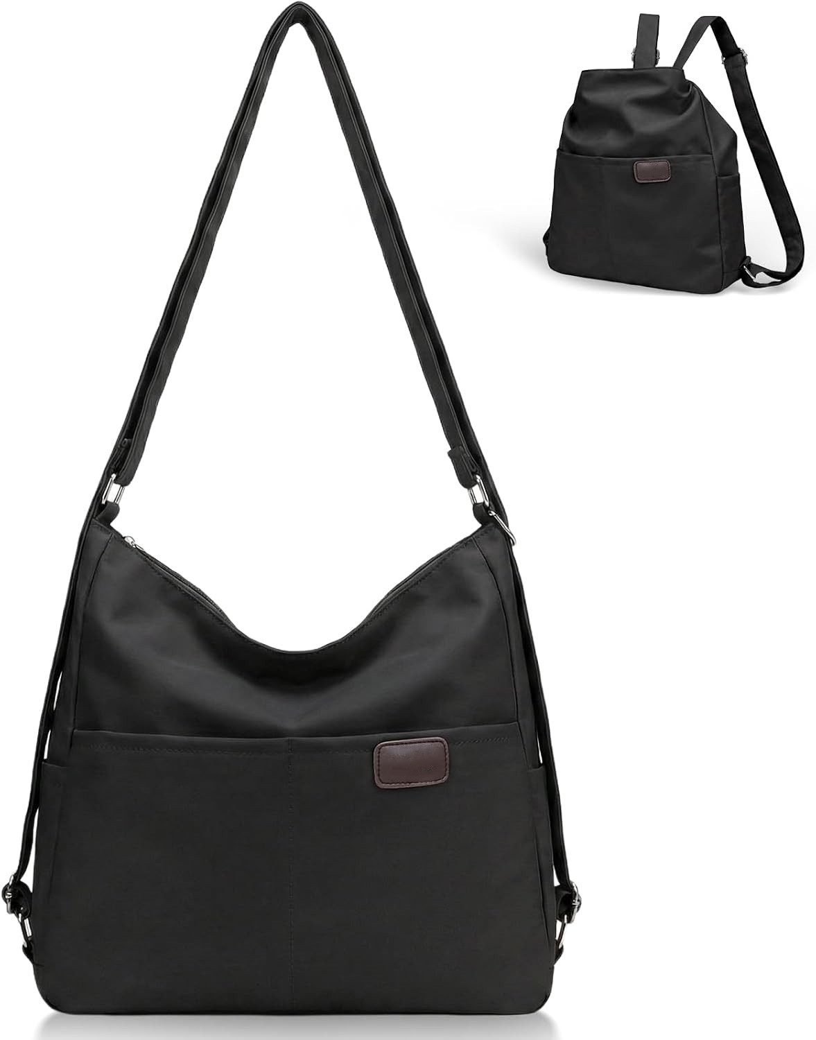 Zaewry Schultertasche Rucksack Tasche 3 in 1 Damen, Wasserdichte Nylon-Schultertasche (Kann als Rucksack, Umhängetasche oder Schultertasche getragen werden), Geeignet für Pendeln, Schule, Reisen und Einkaufen