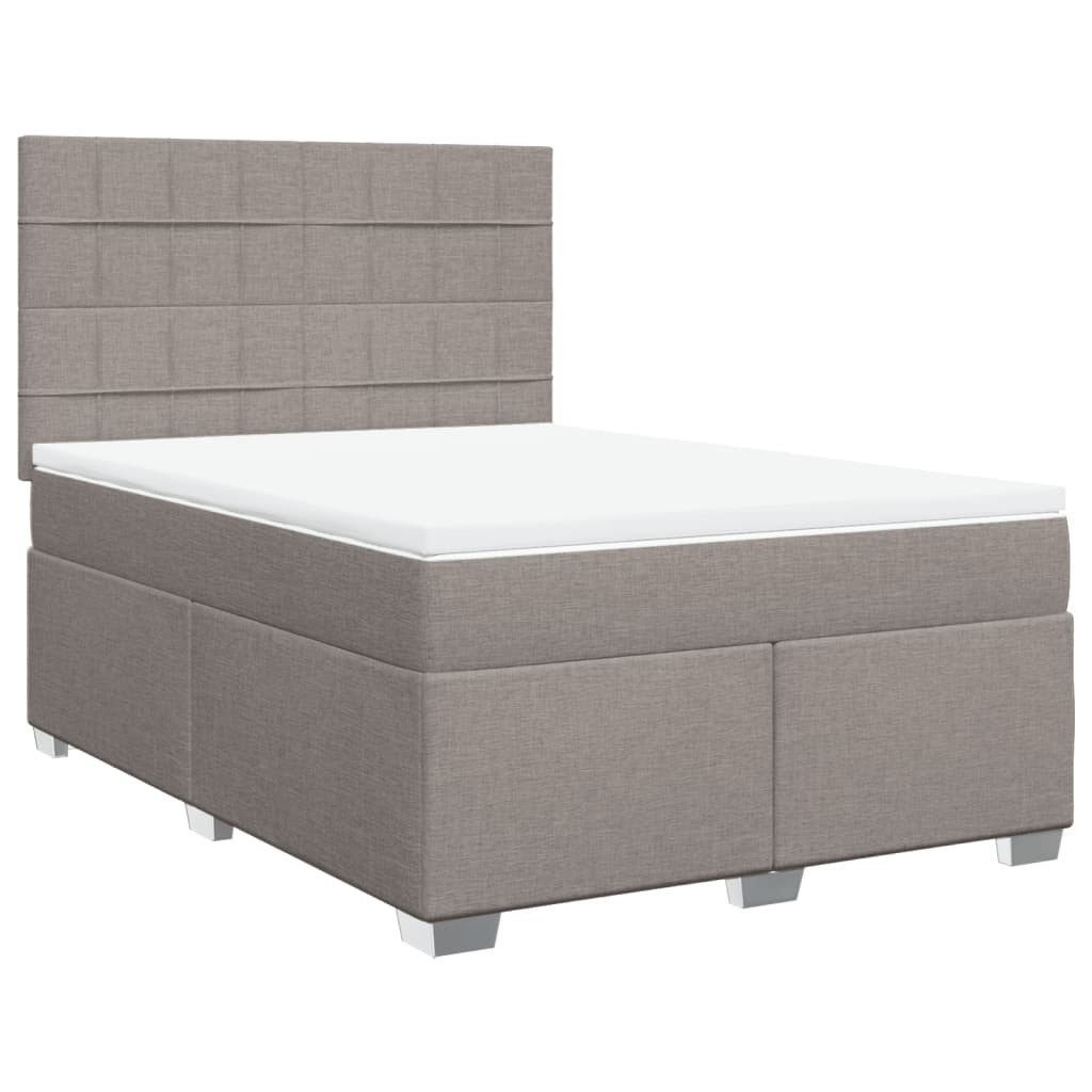vidaXL Bett Boxspringbett mit Matratze Taupe 140x200 cm Stoff
