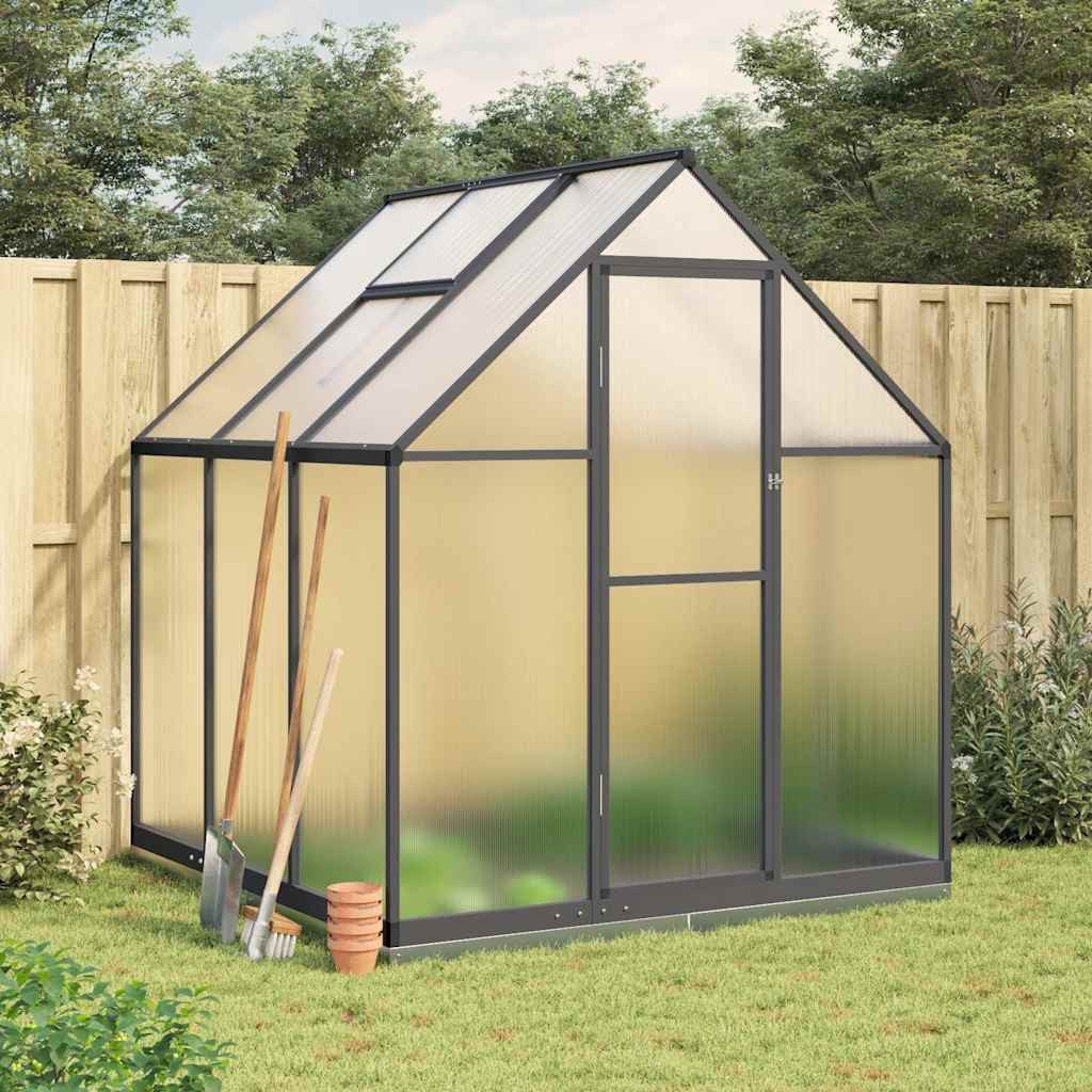 furnicato Gewächshaus 169x169x202 cm Anthrazit und Transparent, UV-beständiges Pflanzenhaus mit Regenrinnen und Lüftungsfenster