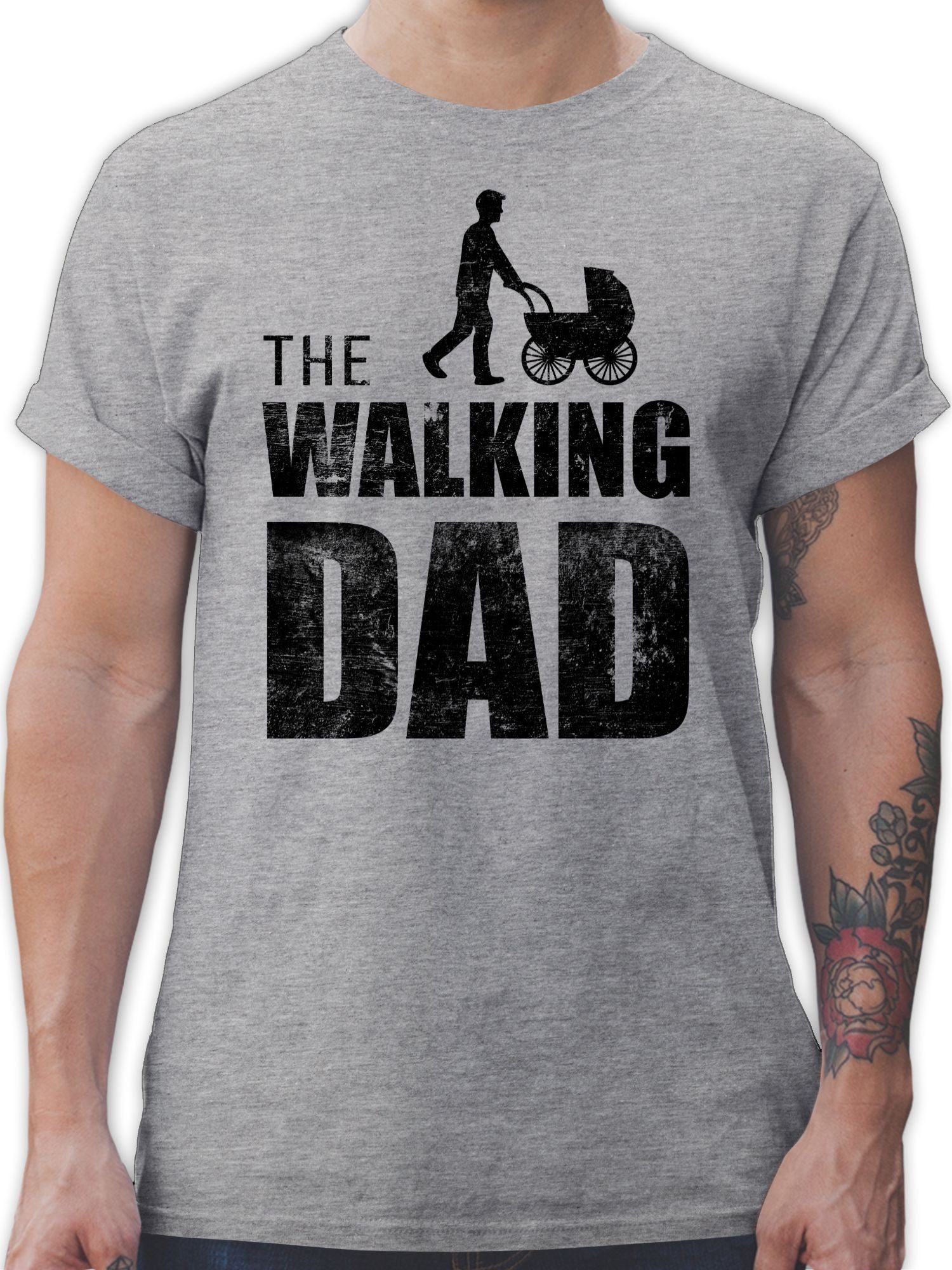 für Papa Walking meliert Shirtracer Vatertag The Geschenk T-Shirt Dad 2 Grau