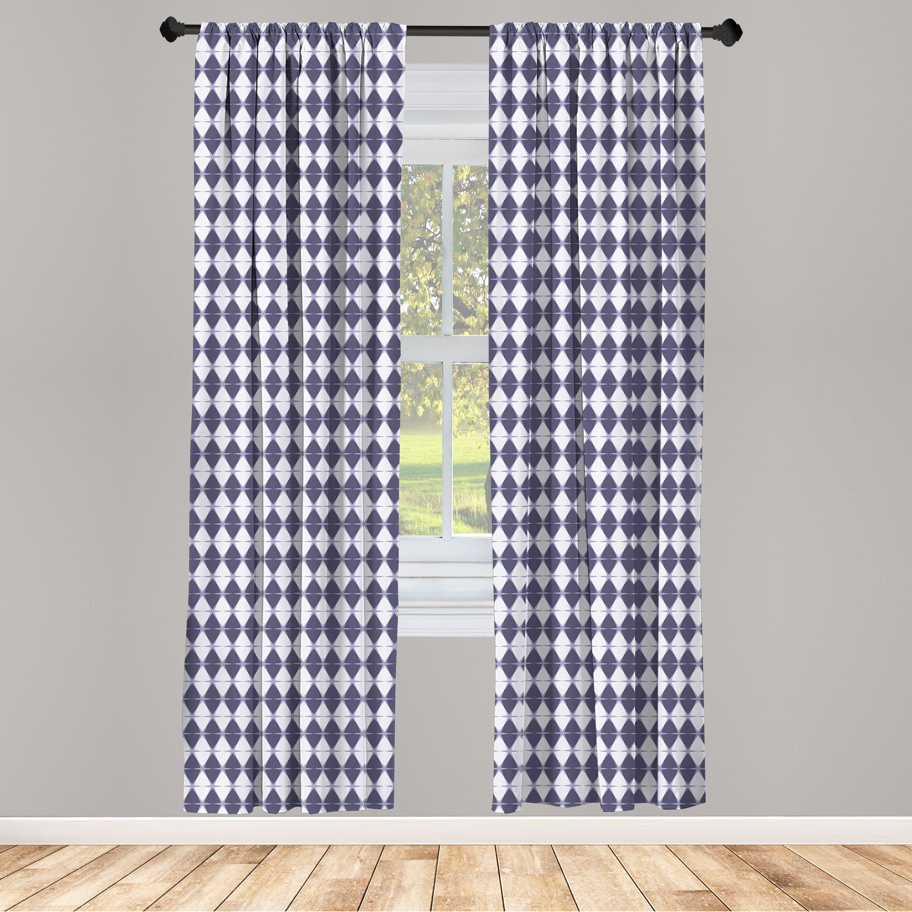 Gardine Vorhang für Wohnzimmer Schlafzimmer Dekor, Abakuhaus, Microfaser, Geometrisch Monochrome Art Rhombuses