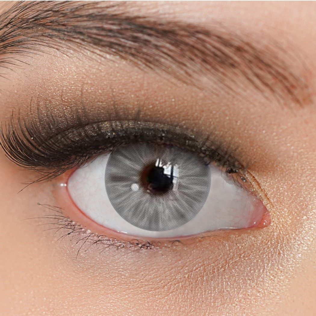 Charmiga Jahreslinsen Farbige Kontaktlinsen Hell Grau, Farblinsen ohne Stärke, Miami Gray, Beauty, Halloween