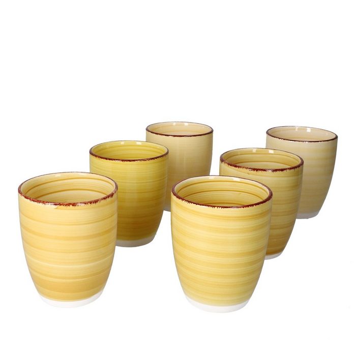 MamboCat Becher 6er Set Kaffeebecher ohne Henkel Yellow Baita Steingut