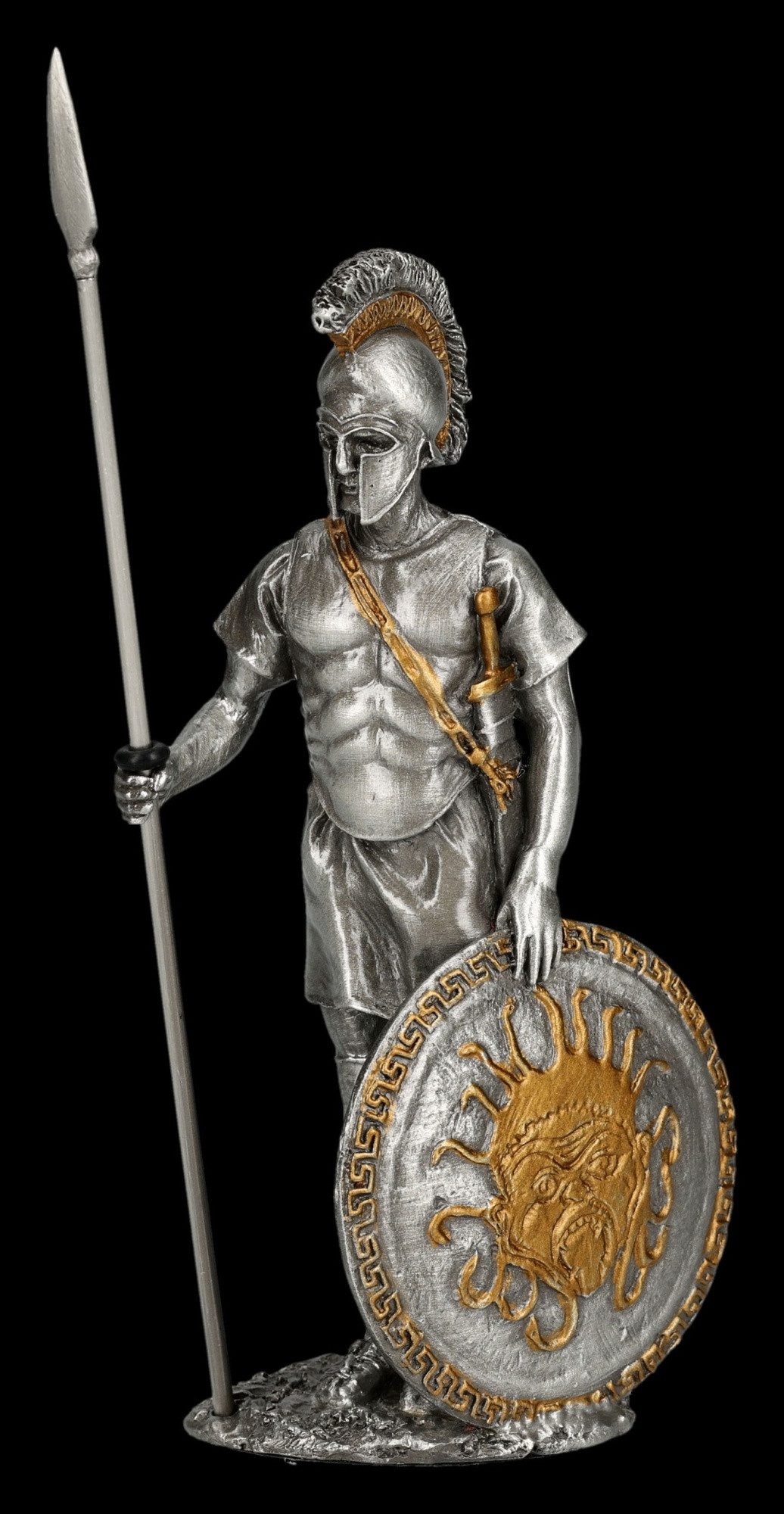 Figuren Shop GmbH Dekofigur Griechischer Krieger Figur – Zinn Statue Veronese Historical Knights