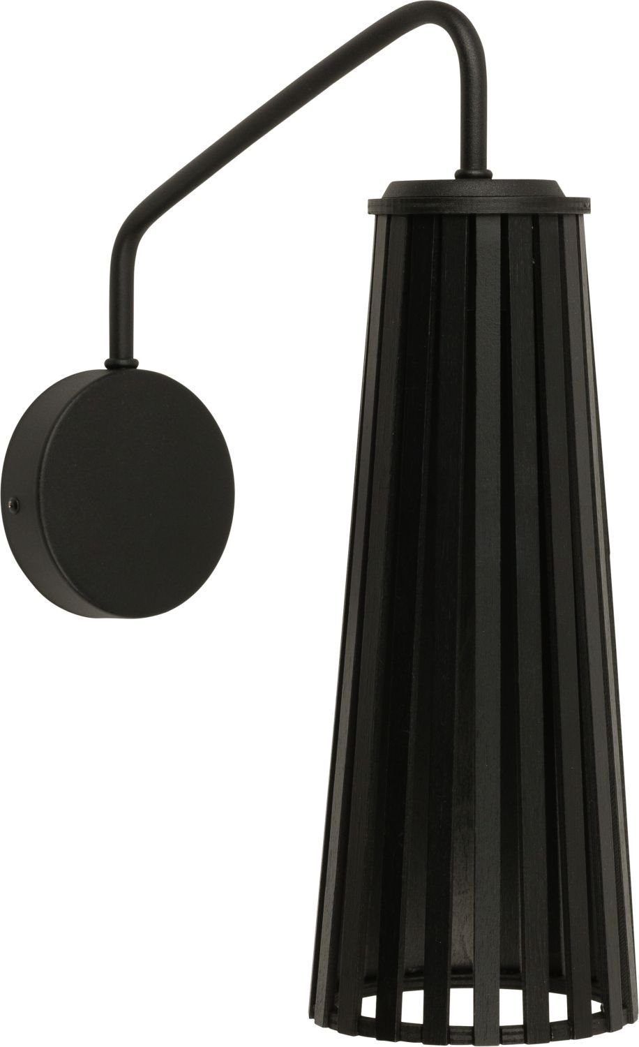 Licht-Erlebnisse Wandleuchte DOVER, geometrisch Metall Schwarze Holz Schirm verstellbare Leuchtmittel, Lampe Wandlampe ohne