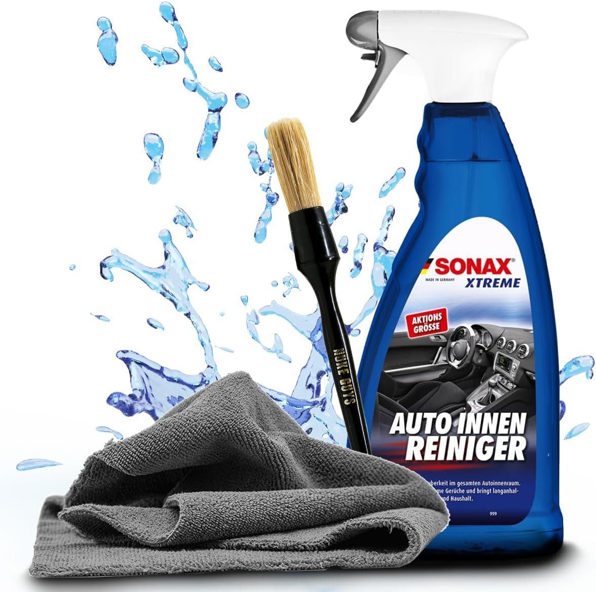 Sonax SONAX Xtreme Innenreinger Set 1 L - Mikrofasertuch - Pinsel Auto-Reinigungsmittel (Auto Aufbereitungsset für den Innenraum KFZ Innenreinigungsset - Autopflege - Reiniger)