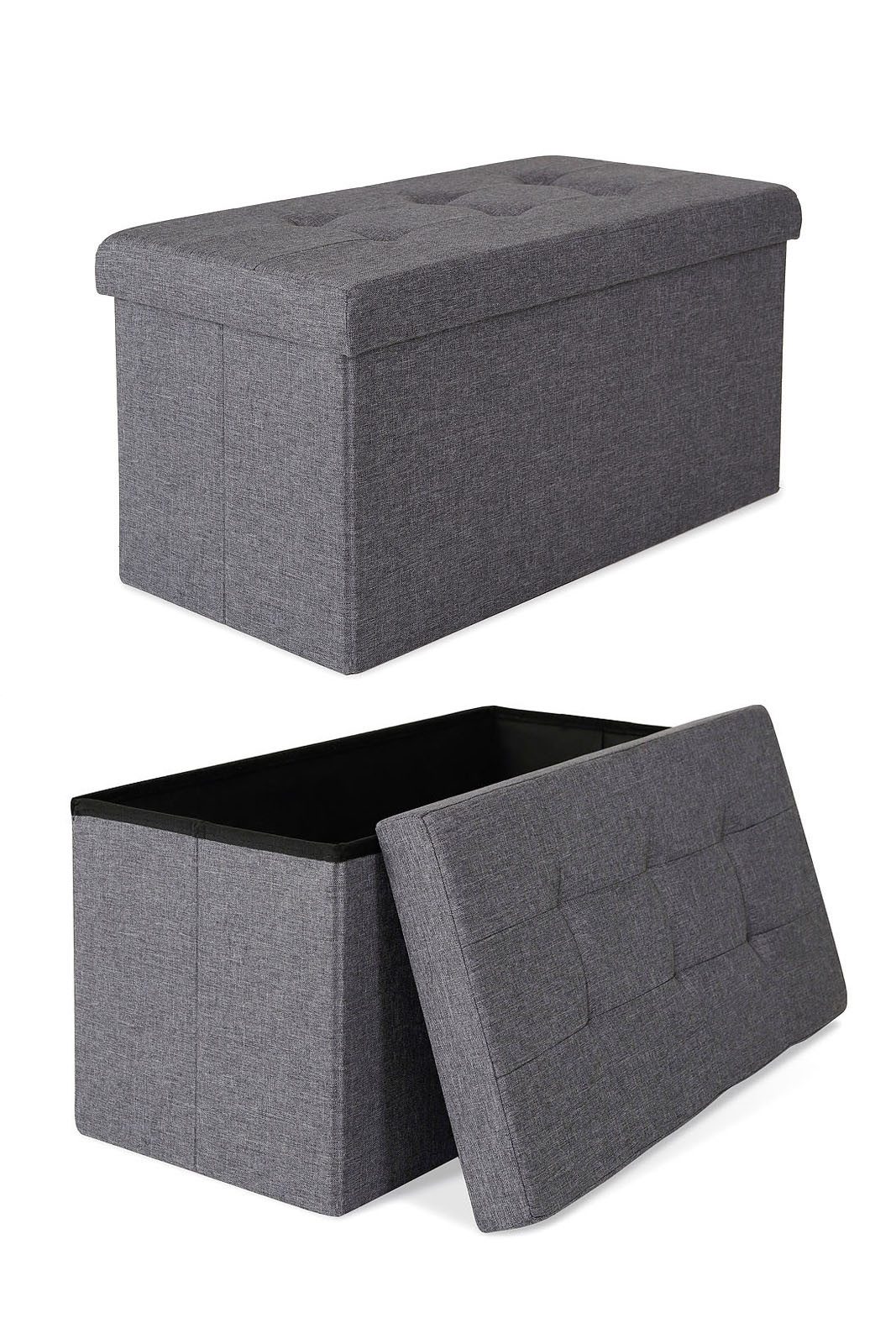 dibea Hockerbank stabil bis 300 kg belastbar, Sitzbank (stabil & komfortabel, 1 St., faltbar), mit großem Stauraum (80 L)