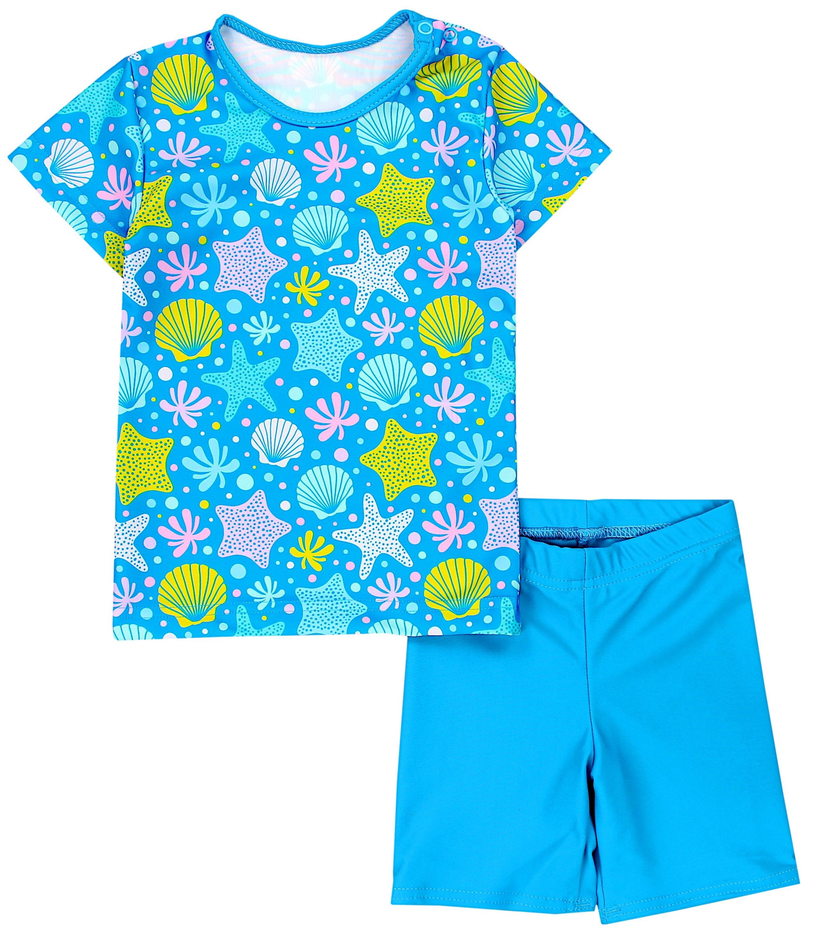 Badeanzug Baby Mädchen Zweiteiler Kinder Badeanzug Set Shirt Badehose UV-Schutz