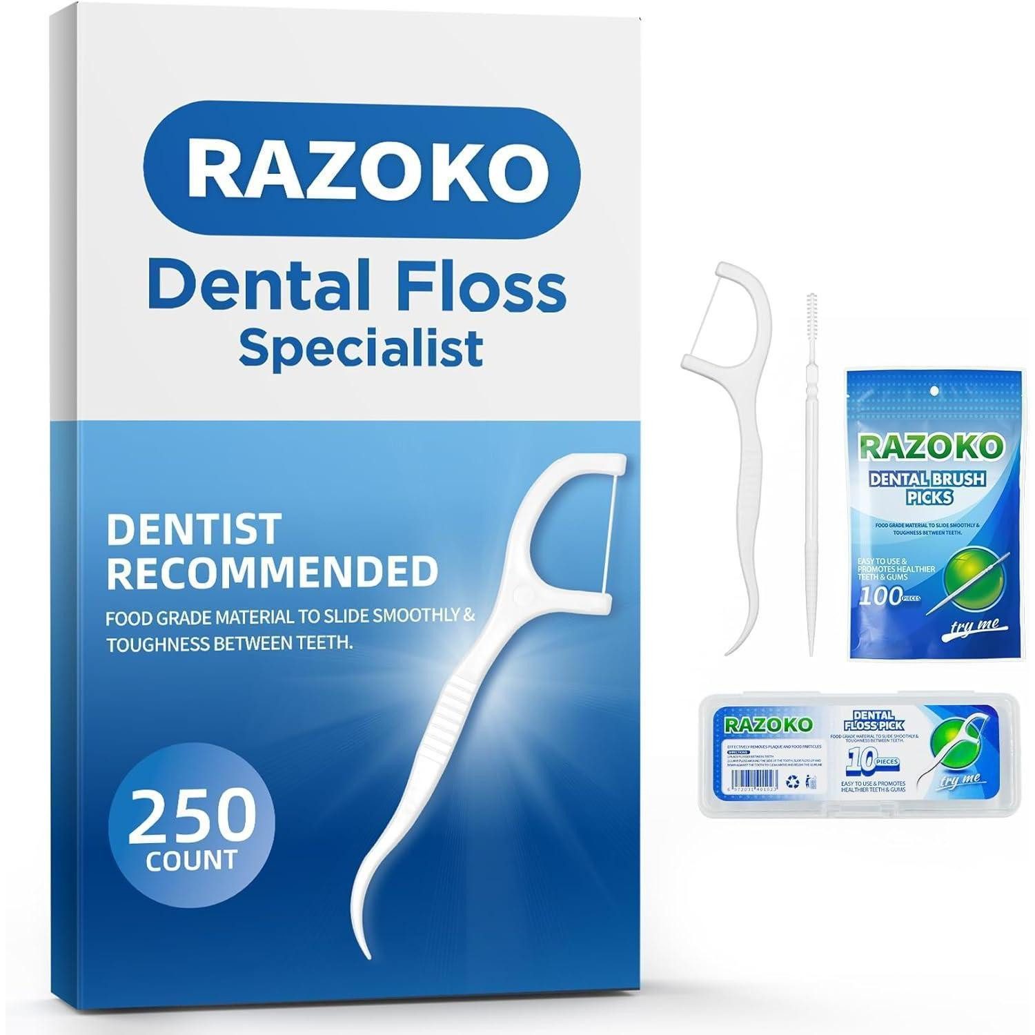 LuxusKollektion Zahnseide-Stick Dental Floss Picks High Pull Sticks 250 pcs Refill