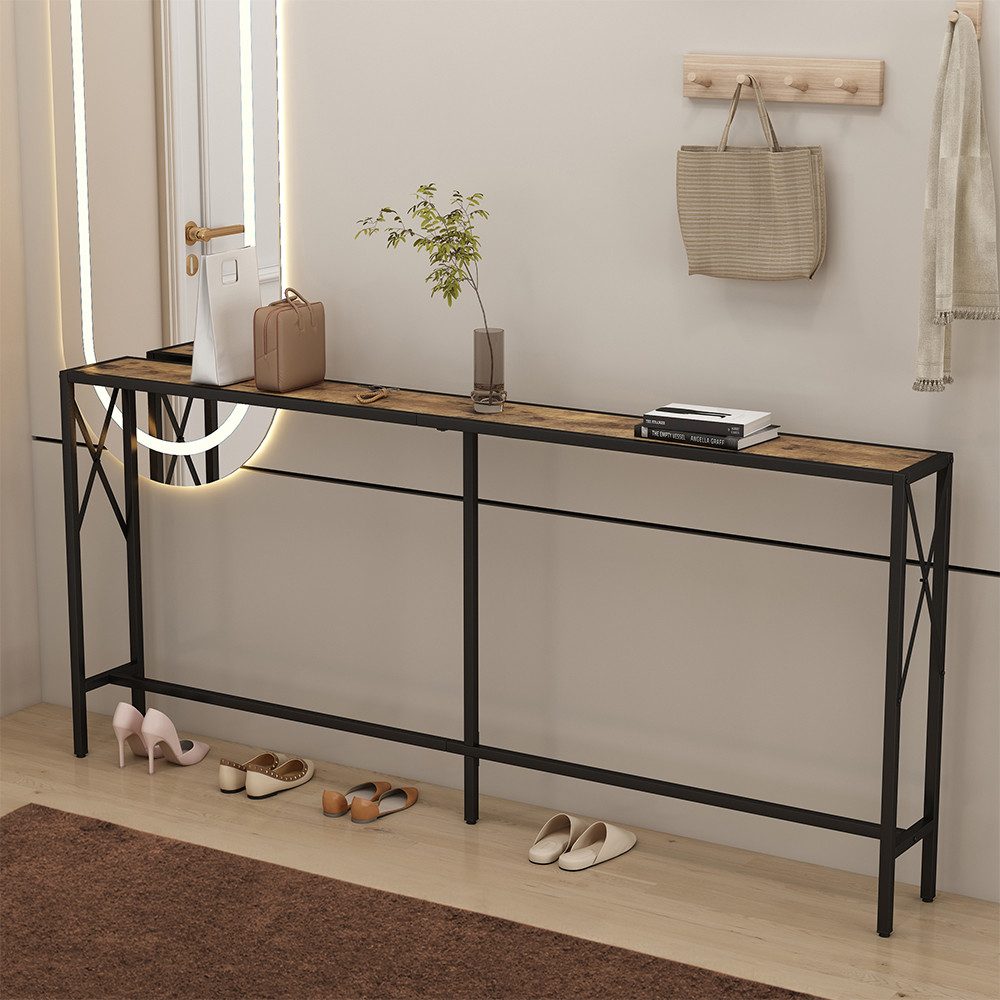 Vicco Konsolentisch Lima, Eiche rustikal/Schwarz, 174 x 77 cm günstig online kaufen