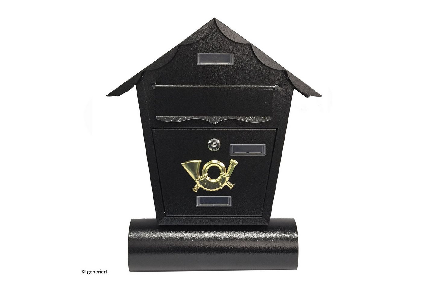 HTI-Living Briefkasten Briefkasten Amin Schwarz mit Zeitungsrolle (Stück, 1-St., 1 Briefkasten), mit Spitzdach zur Wandmontage