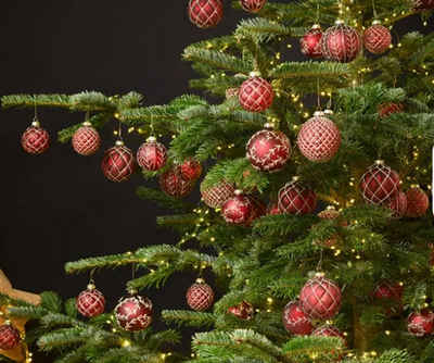 Taschen4life Weihnachtsbaumkugel Christbaumkugeln aus Glas im antik Landhaus Stil, 12 teiliges Set, 8x8x8cm, Advent und Weihnachten Deko
