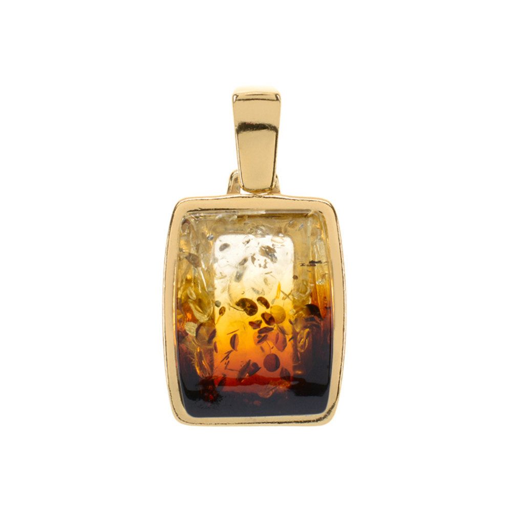 Kettenanhänger Cavill Bernstein-Silberanhänger 3,15 ct Gold plattiert rechteckig