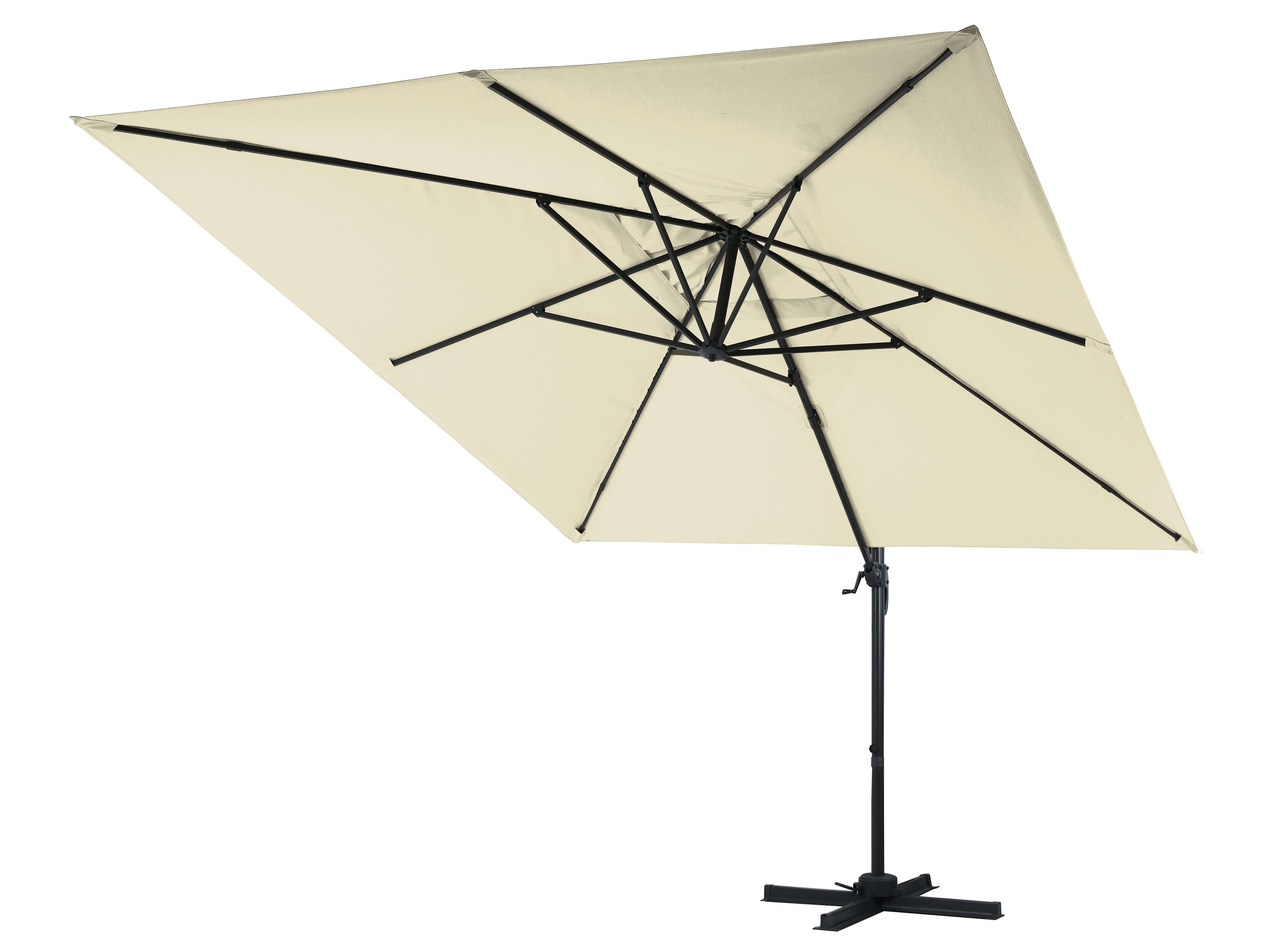 Ampelschirm Pendelschirm mit Ständer Cannes natur 350x270, lange Seite nach vorne