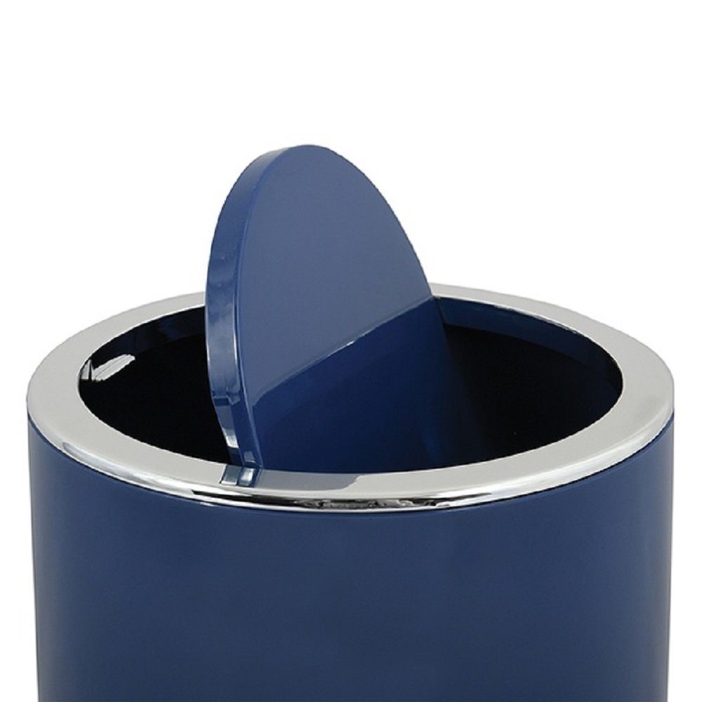 MSV Kosmetikeimer KAMAKA, eleganter Abfalleimer mit Schwingdeckel, für Küche, Bad, Büro, in angesagten Trendfarben, 6 L, blau