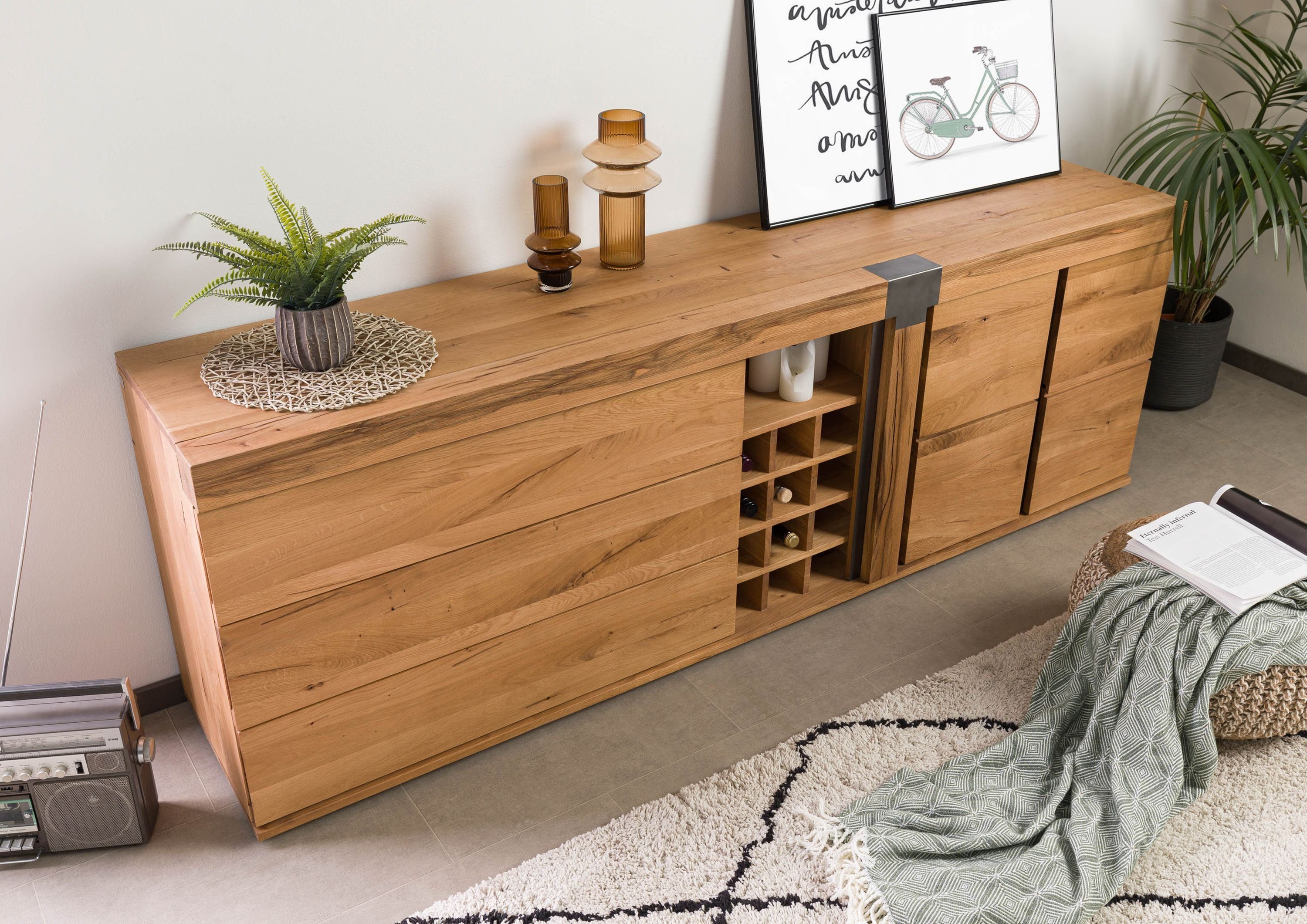 Massivmoebel24 Sideboard NEW AMSTERDAM (Massivholz), Sideboard Wild-/Zerreiche 220x45x75 natur geölt NEW AMSTERDAM #17
