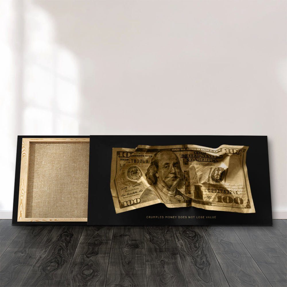 DOTCOMCANVAS® Leinwandbild, Premium Motivationsbild - Crumble Money V3