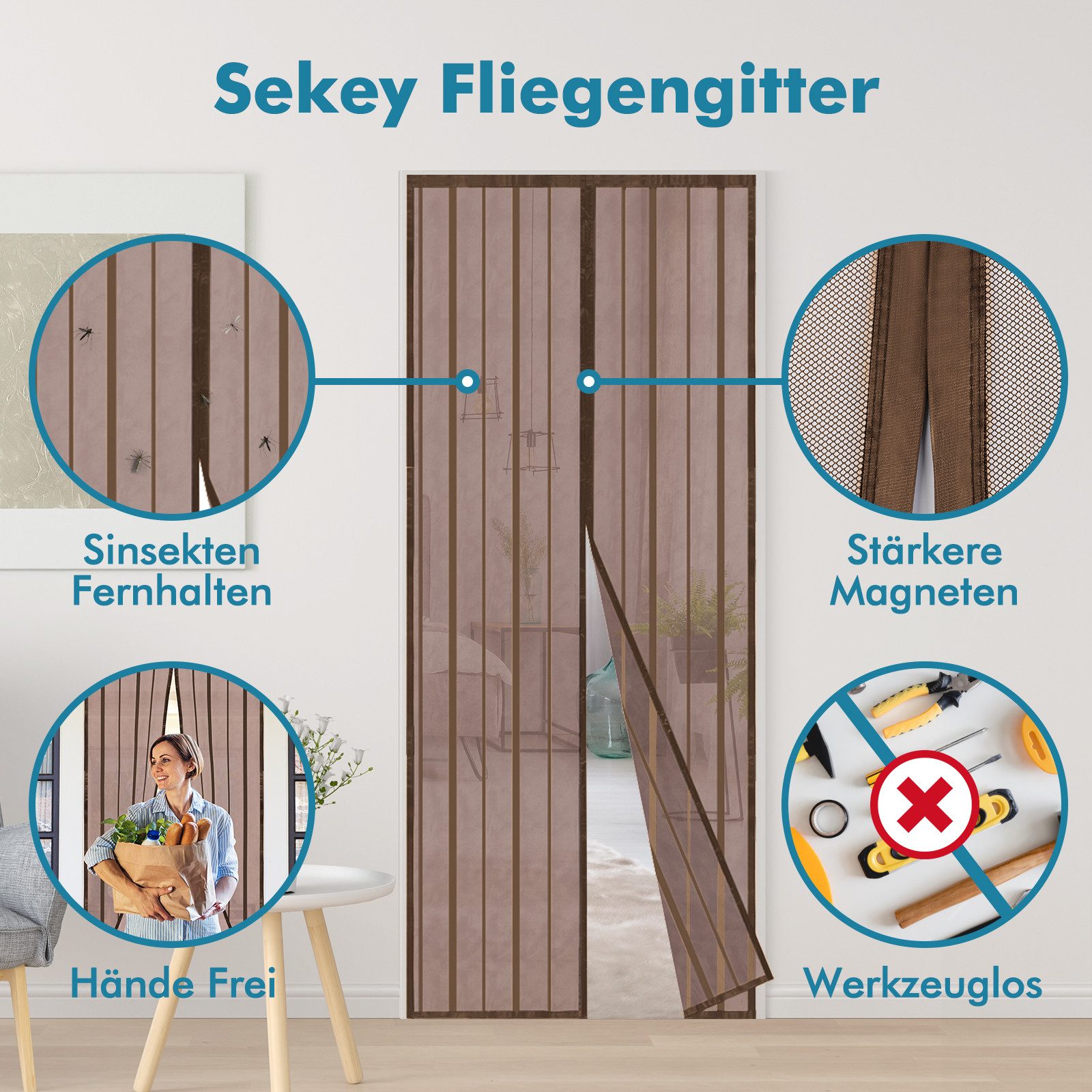 Sekey Insektenschutz-Tür Magnetisches Fliegengitter für Balkon-, günstig online kaufen