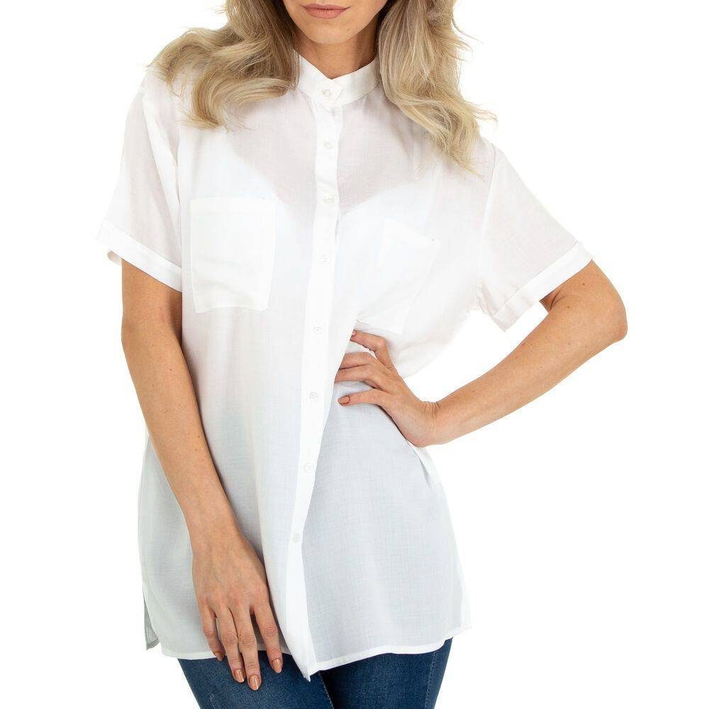 Damen Blusen Ital-Design Klassische Bluse Damen Freizeit Bluse in Weiß