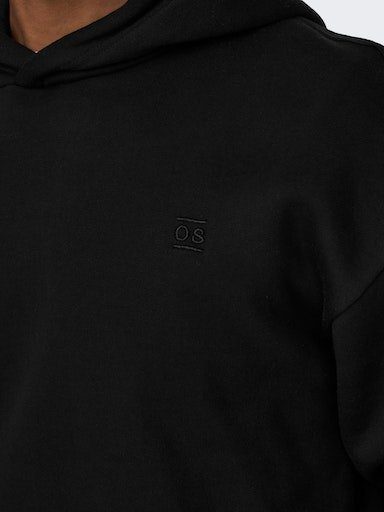 RLX & SONS ONLY HEAVY HOODIE NOOS ONSDAN black LIFE SWEAT Kapuzensweatshirt