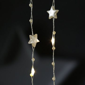 MARELIDA LED-Lichterkette weiße Sterne 20 warmweiße LED Draht Dekolichterkette Weihnachtsdeko, 20-flammig