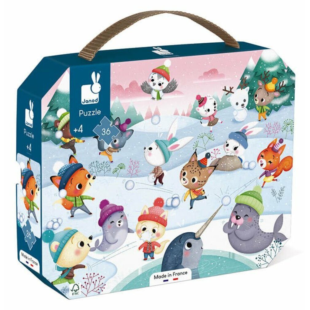Janod Puzzle Party im Schnee 36 Stück, Puzzleteile