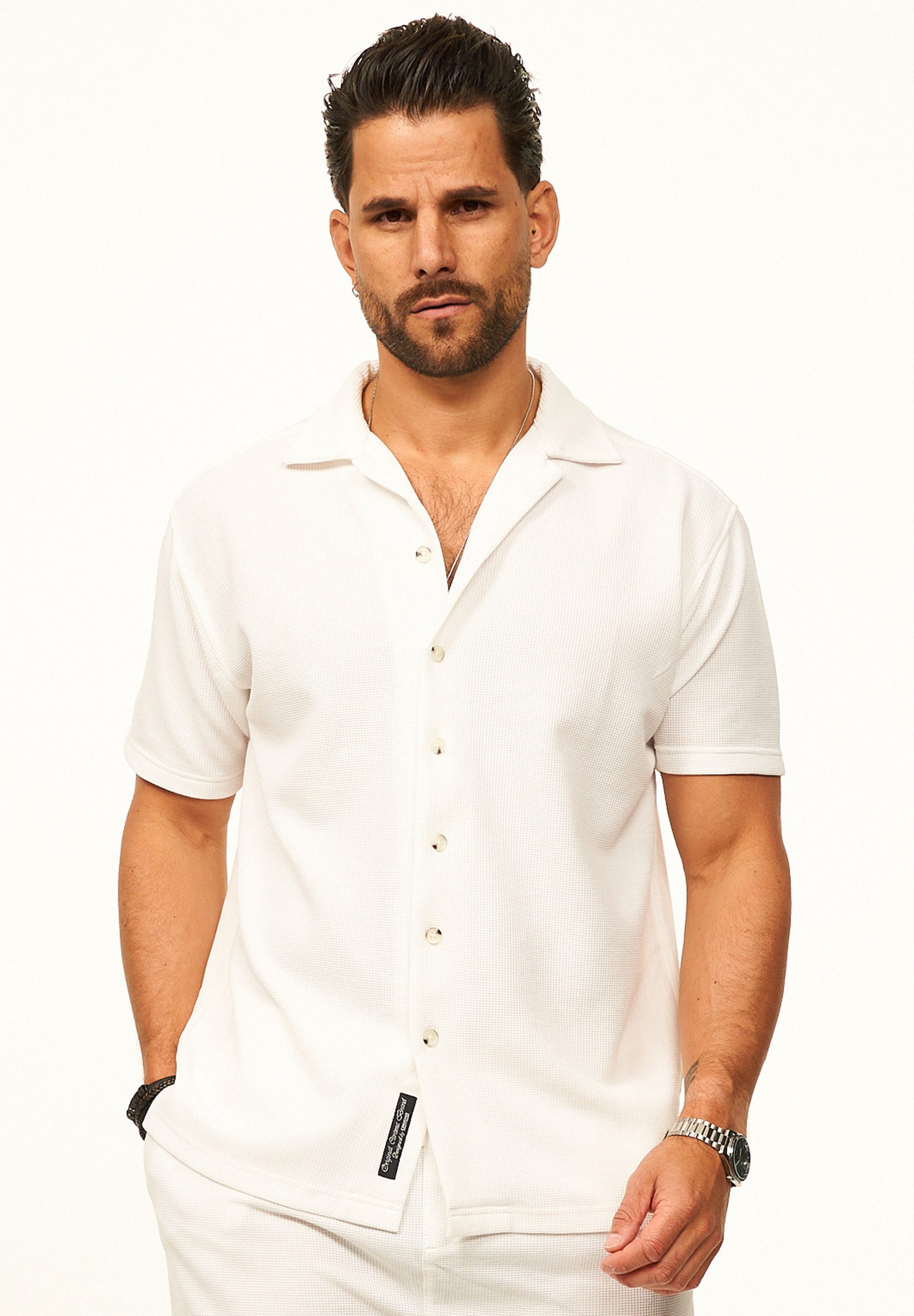 CARISMA Kurzarmhemd Poloshirt mit Struktur als lockeres Sommerhemd Polo T-Shirt Herren Herren Polohemd T-Shirt im Regular-Fit - Strandhemd