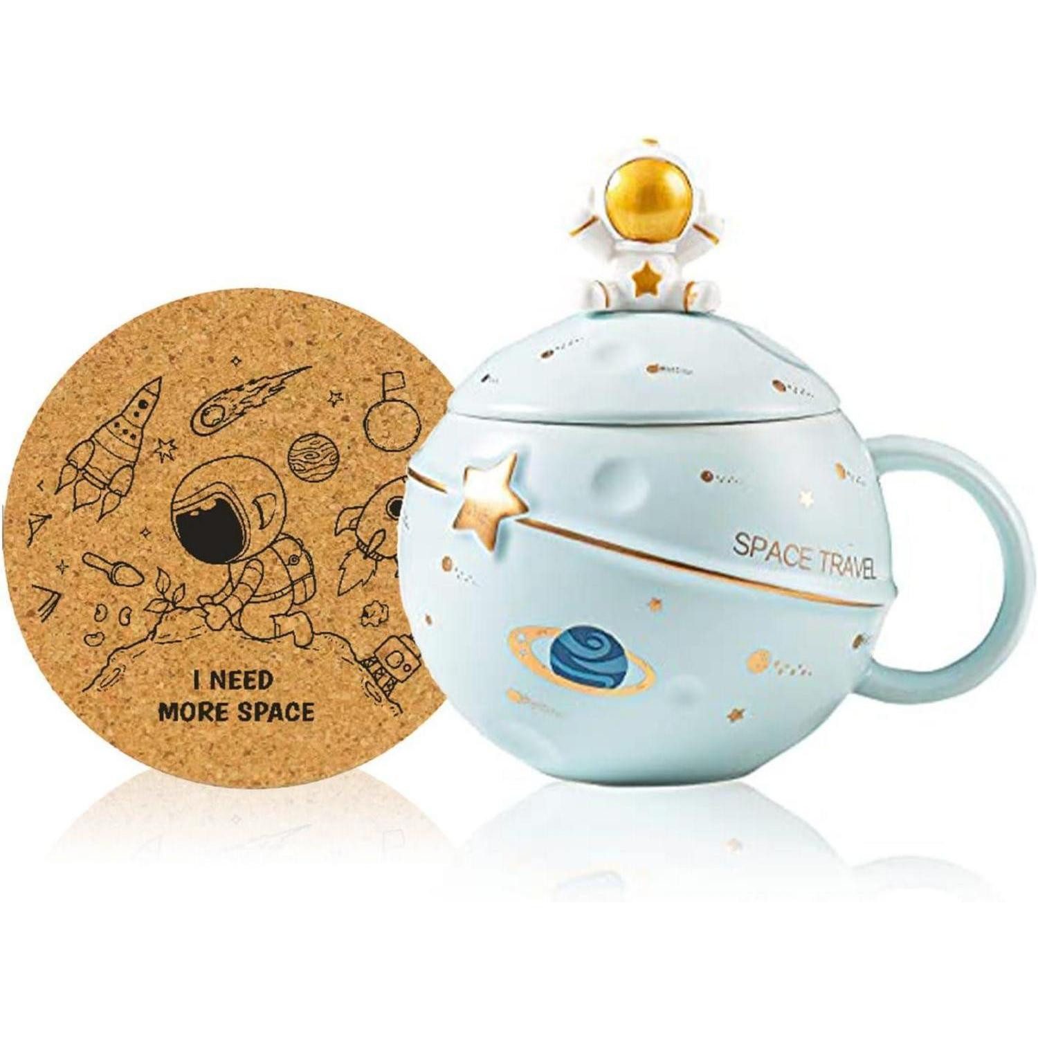 LuxusKollektion Tasse Kawaii Astronaut Planet Tasse mit Weltraum Prägung, Keramik Becher, Keramik