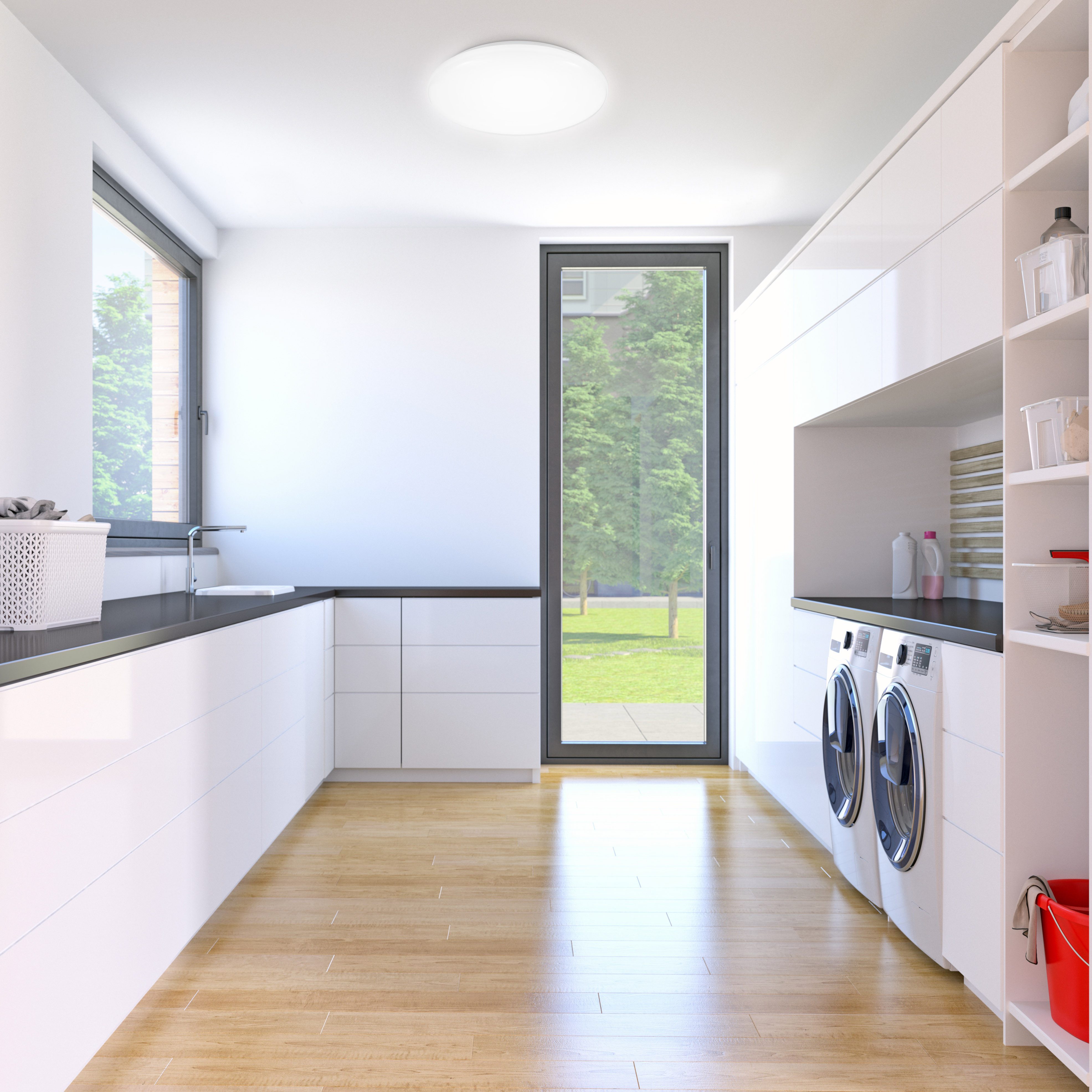 B.K.Licht Deckenleuchte moderne LED Bad-Deckenlampe Ø28cm weiß - BKL1181, LED fest integriert, 4000K Neutralweißes Licht, Badlampe inkl Leuchtmittel 12 Watt 1200 Lumen Küche Flur Keller