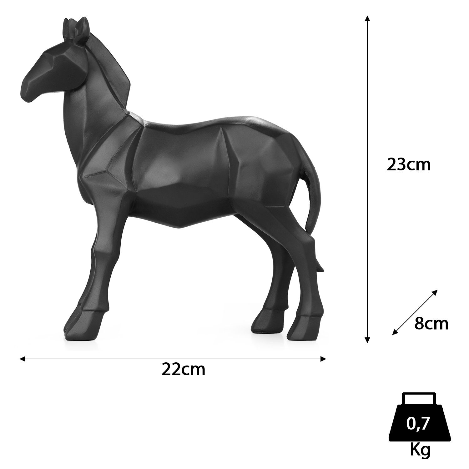 Skulptur Polyresin Pferd Figuren Polygonal TierFigur Deko Geschenk Moritz Dekofigur Modern schwarz, Geometrische