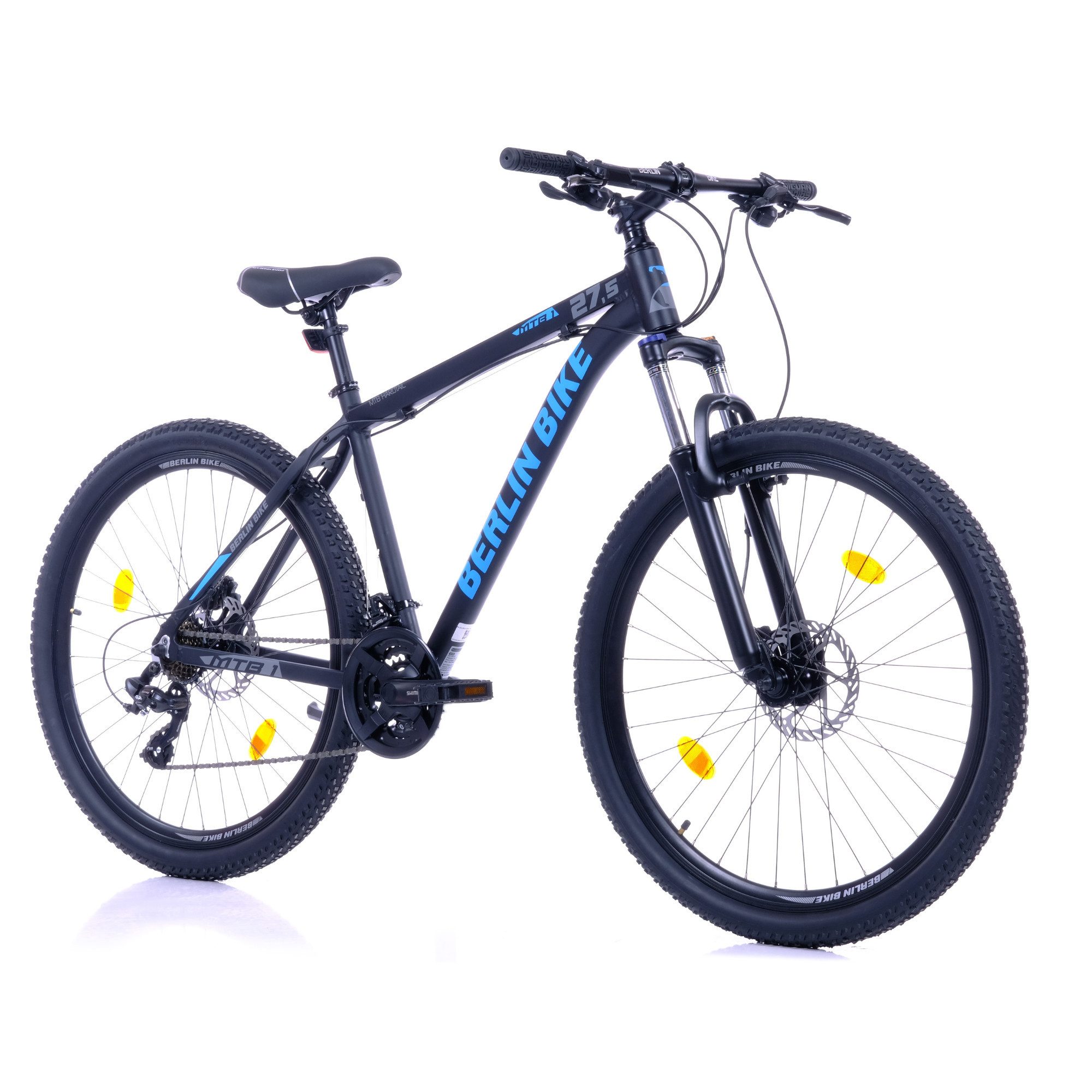 BERLIN BIKE Mountainbike 26, 27.5, 29 Zoll Alu MTB - hydraulische Scheibenbremsen - Shimano Set, 21 Gang Shimano FD-TZ500/RD-TY300D Schaltwerk, (Shimano Kurbel, Dacron Hydraulische Scheibenbremsen, Aluminiumrahmen), 26/27.5/29 Zoll & 33–51 cm Rahmenhöhe – passend für jede Körpergröße