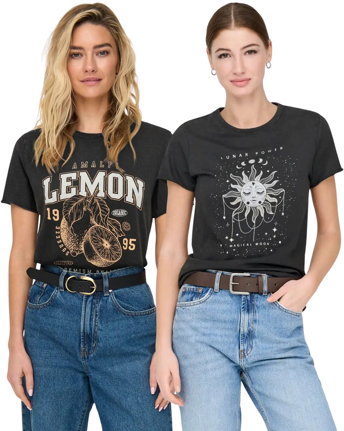 ONLY Print-Shirt (Spar-Set, 2er-Pack) Print T-Shirts für Damen im Doppelpack