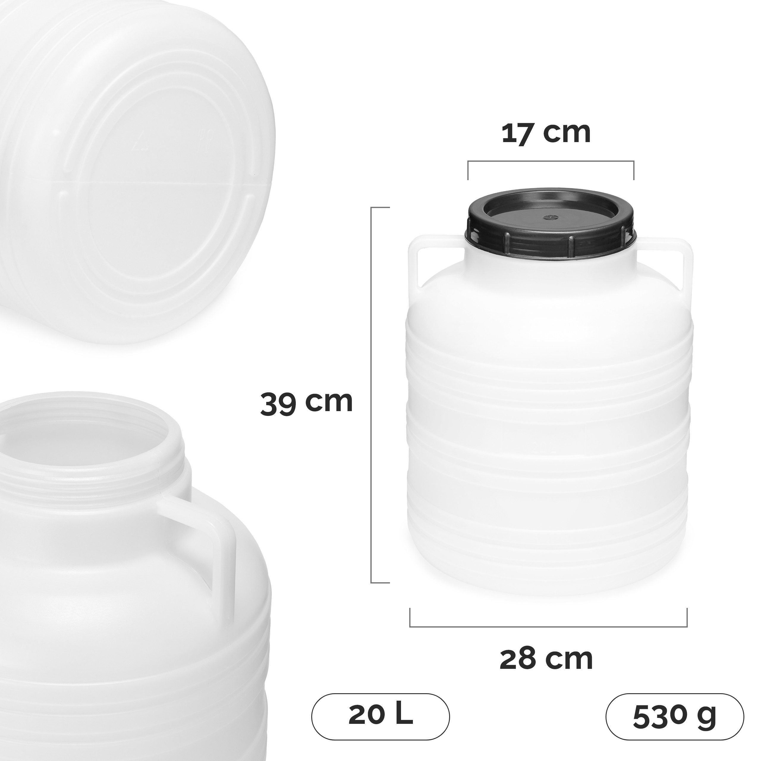 Garronda Regentonne Set 20 Liter Futtertonne BPA-frei Lebensmittel-Fass GD-0126, 20 l, (2-tlg), BPA-Frei – Bild 3 von 5