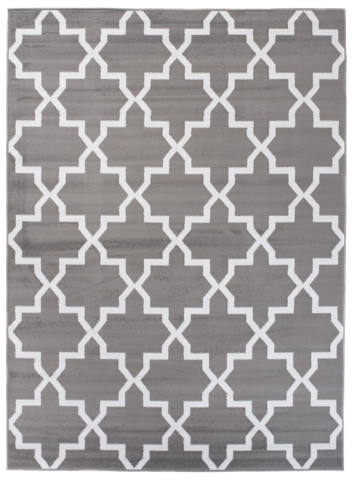 Teppich Kurzflor, Fußbodenheizung, Mazovia, 140 Geeignet 7 Kurzflor cm, mm, Designteppich Modern - Höhe für 70 Geometrische grau x Muster