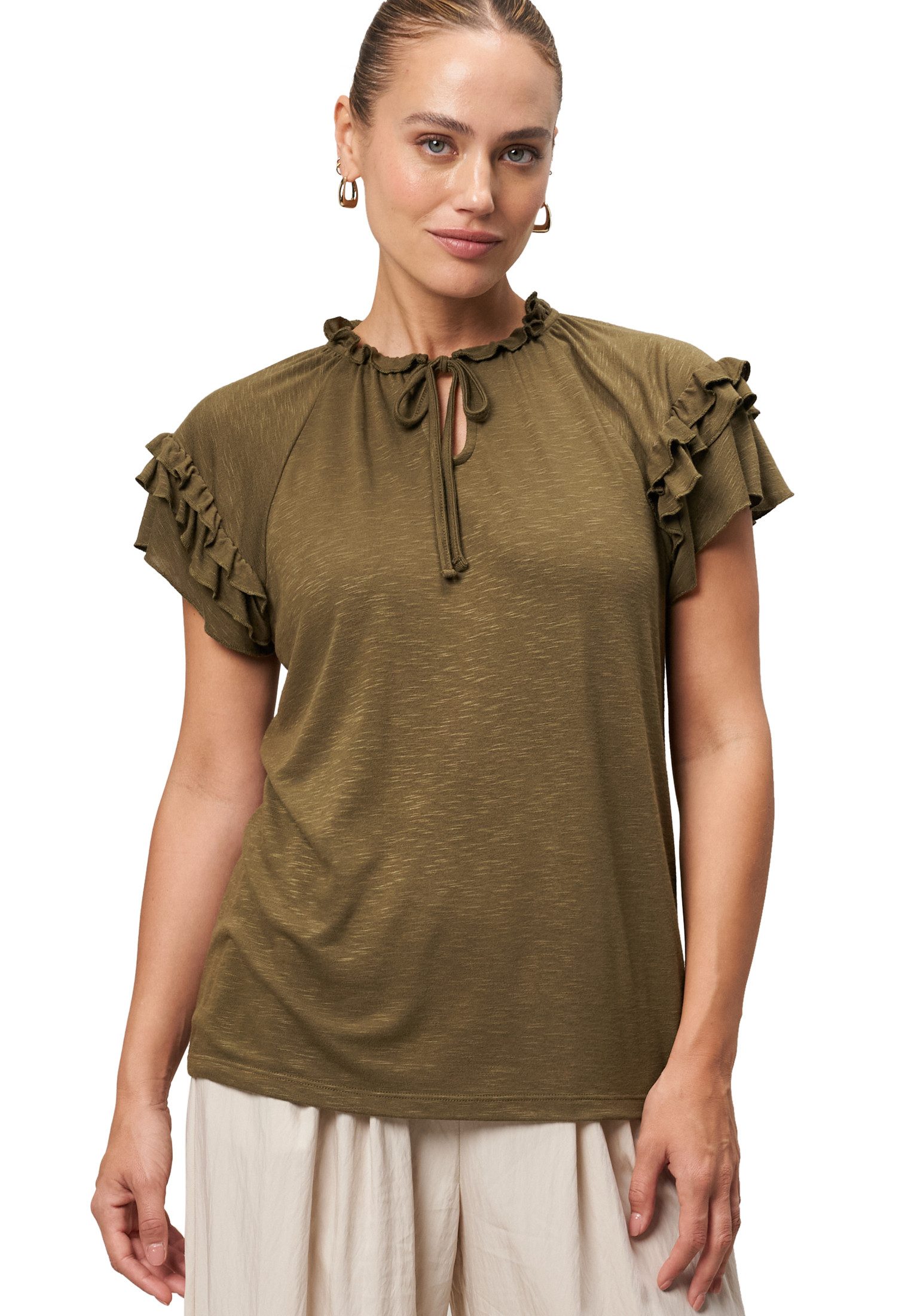 Kurzarmshirt zero Damen Shirt mit angeschnittenen Ärmeln